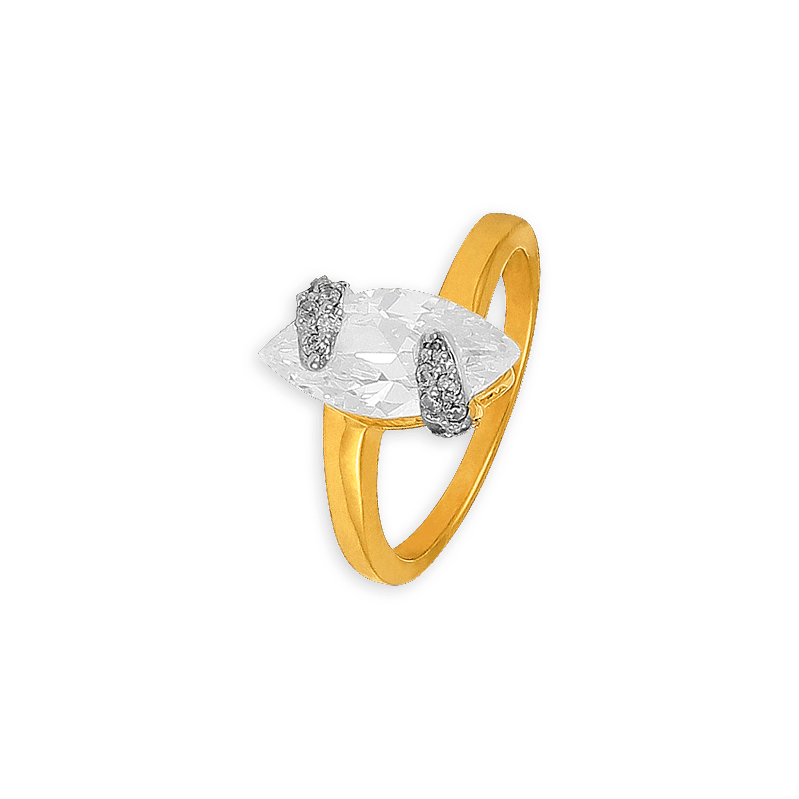 Bague Plaqué Or Zirconium Navette