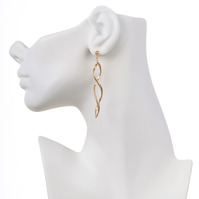 Boucles D'oreilles Plaqué Or Pendant 60mm Tourbillon 16*50mm