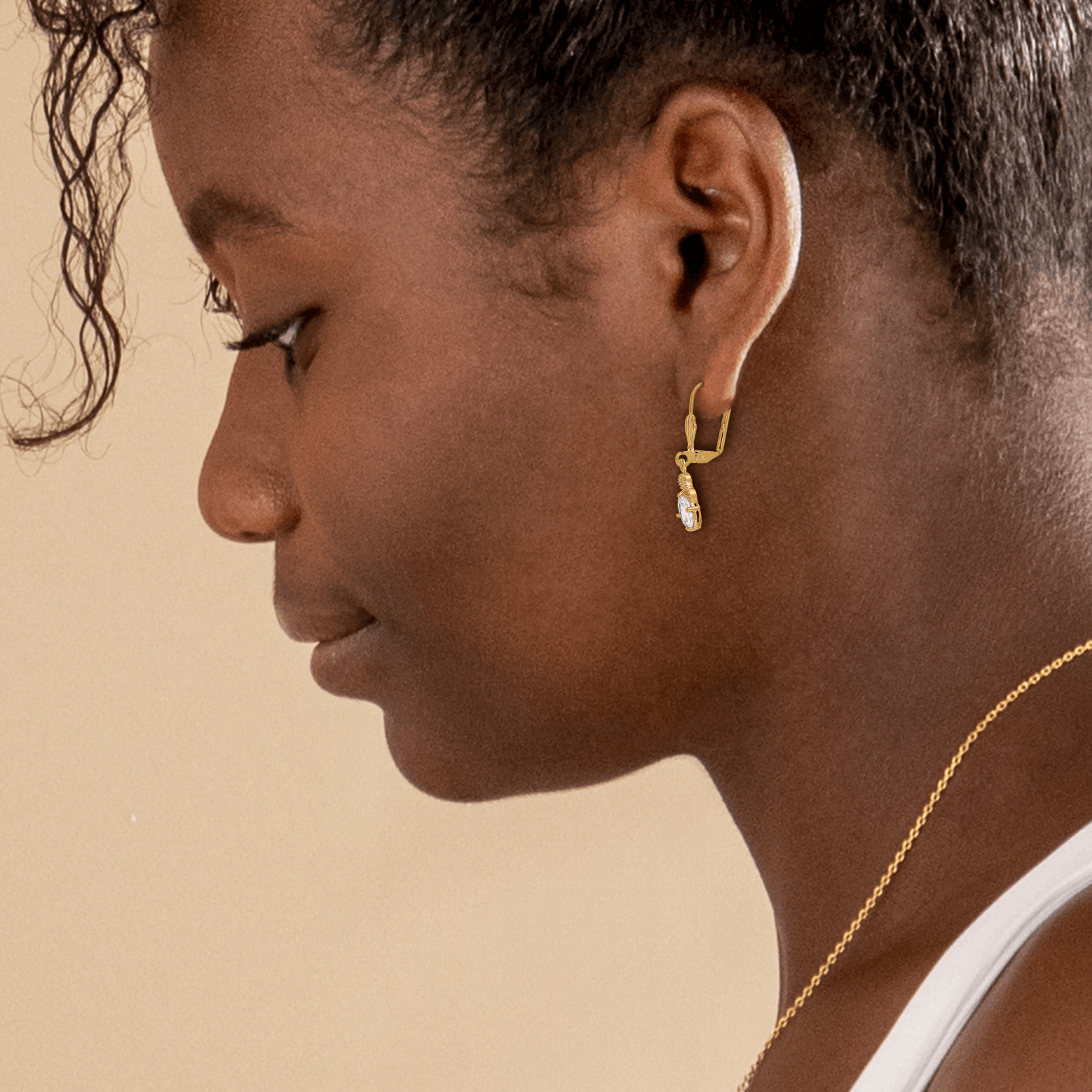 Boucles D'oreilles Plaqué Or Pendant 30mm Äu Total Zirconium Navette 5*8mm