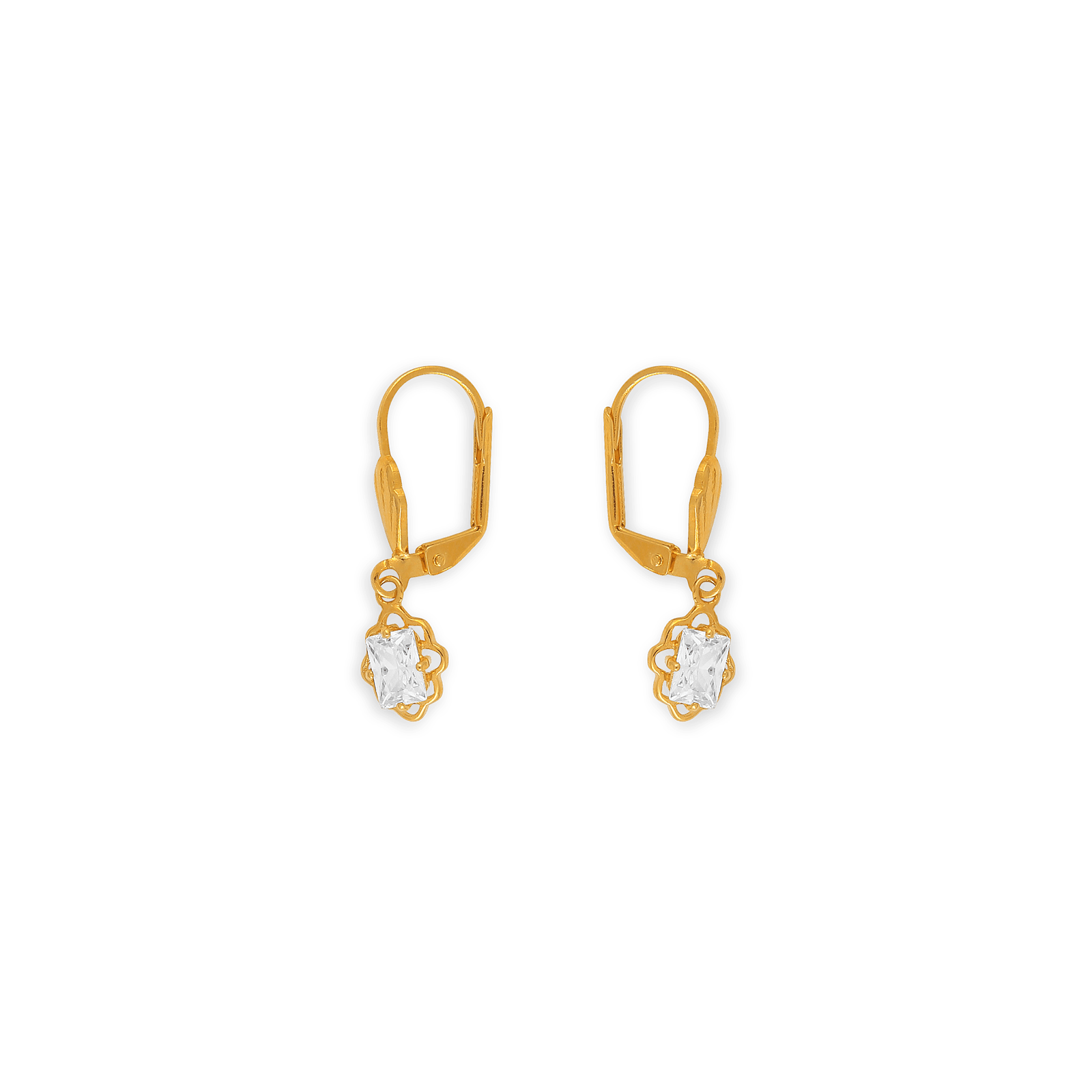 Boucles D'oreilles Plaqué Or Pendant 30mm Au Total Zirconium 4*6mm