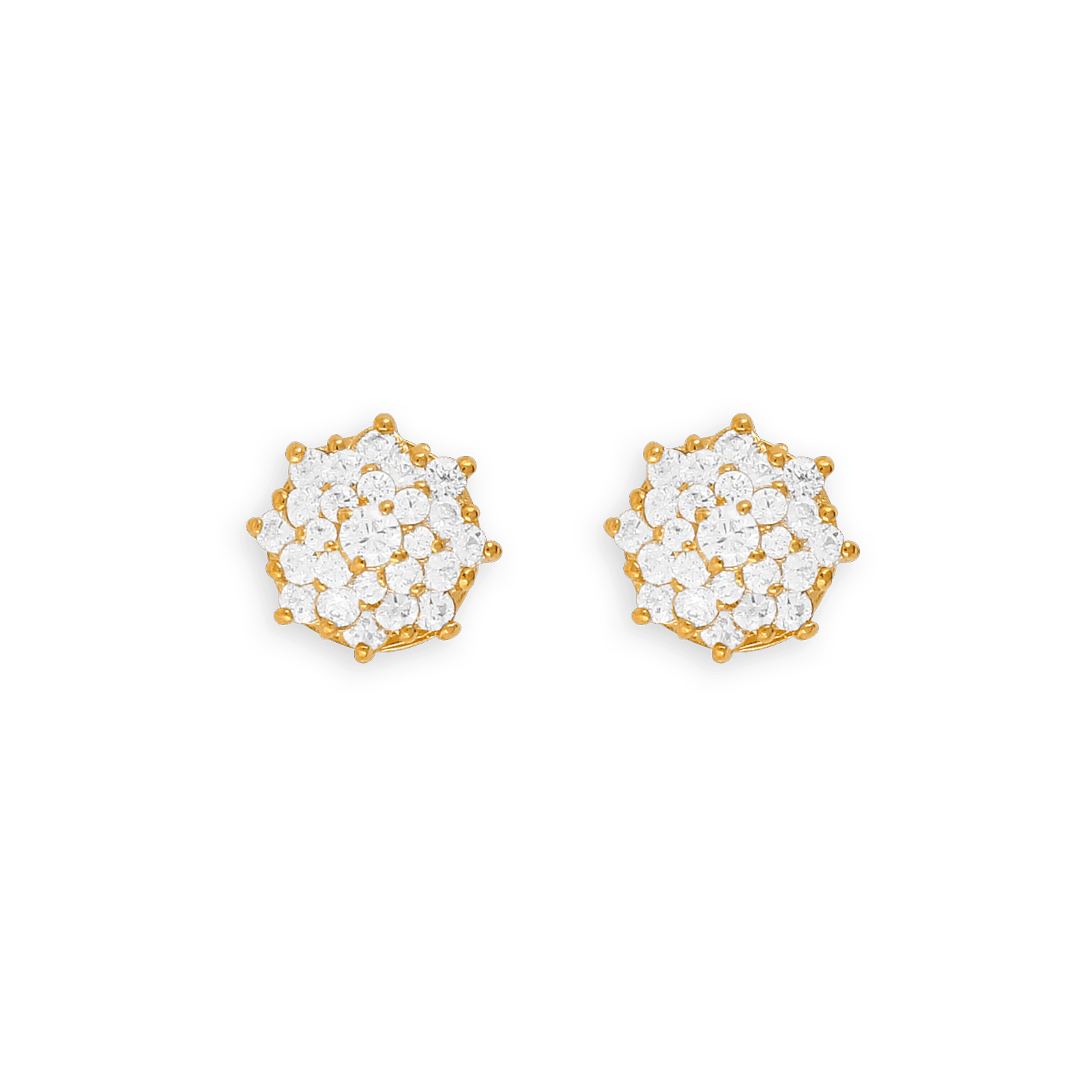 Boucles D'oreilles Plaqué Or Puces Chou Zirconium 10mm