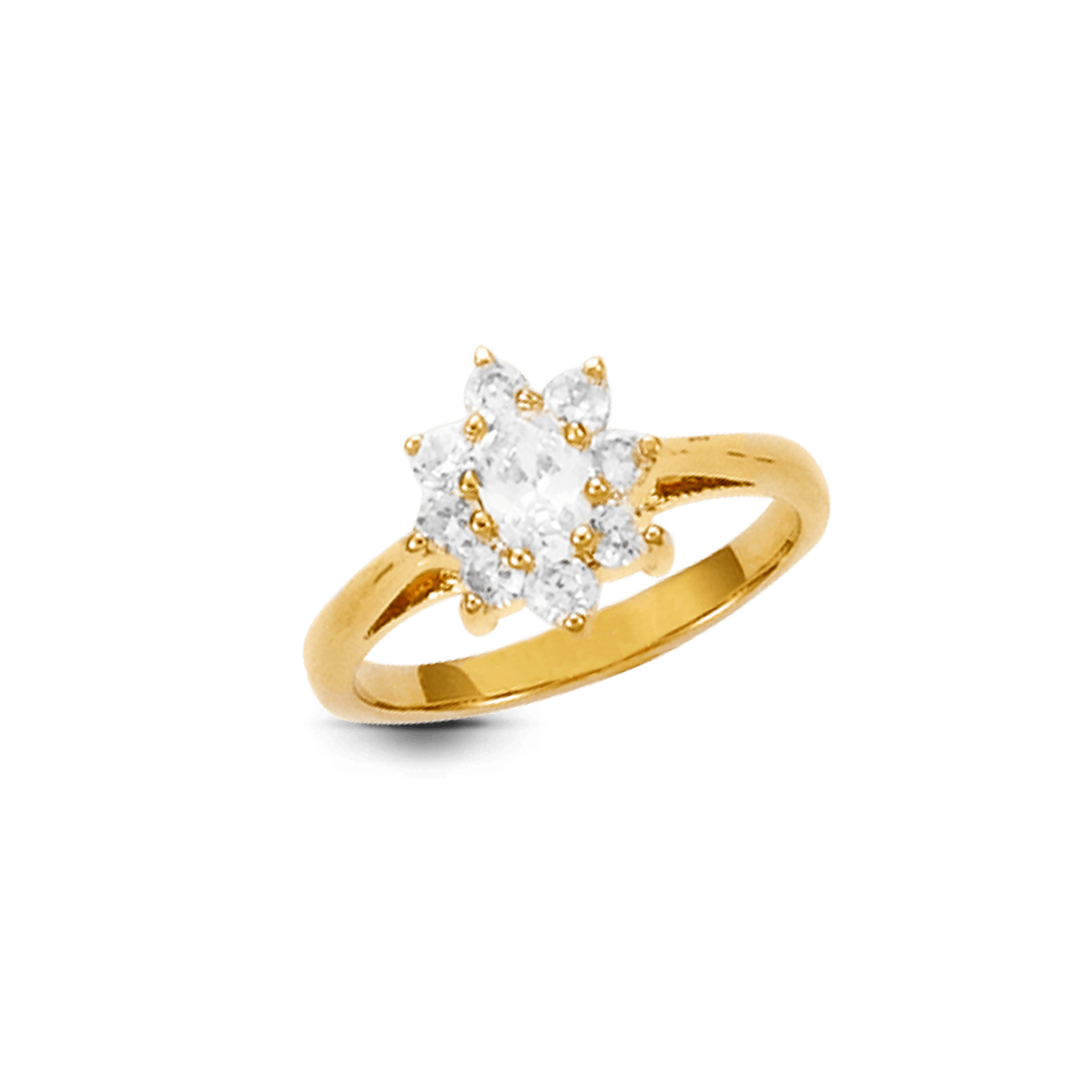 Bague Plaqué or fleur Oxydes blancs