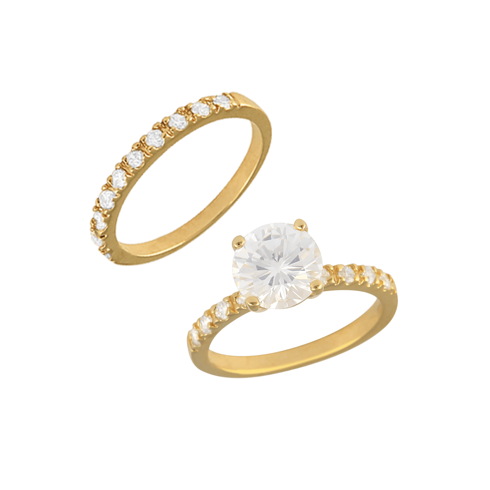Demi-alliance plaqué or + solitaire Oxyde de Zirconium