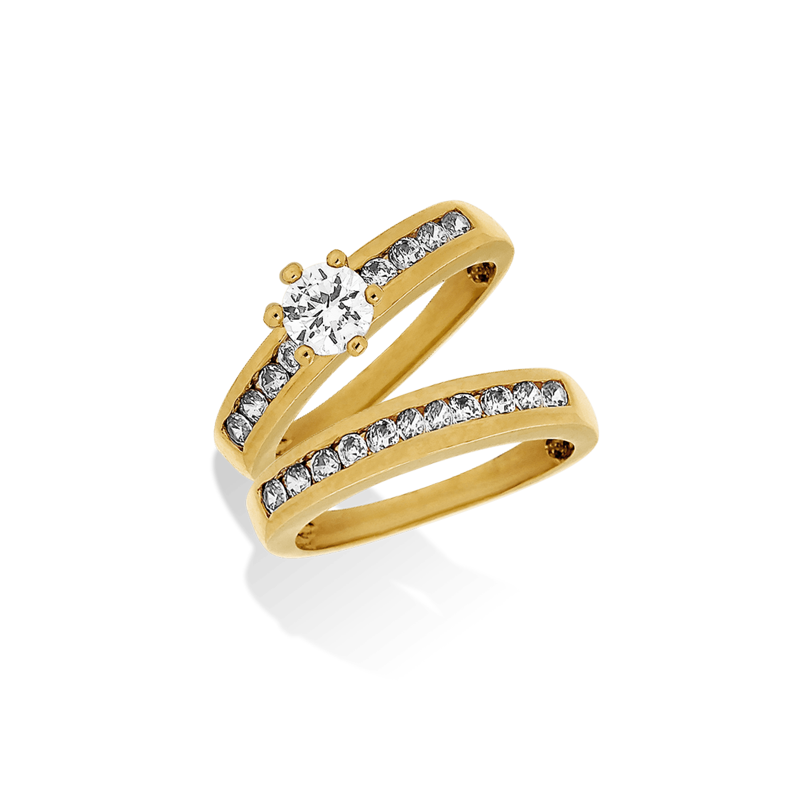 bague alliance plaqué or + solitaire Oxyde de Zirconium
