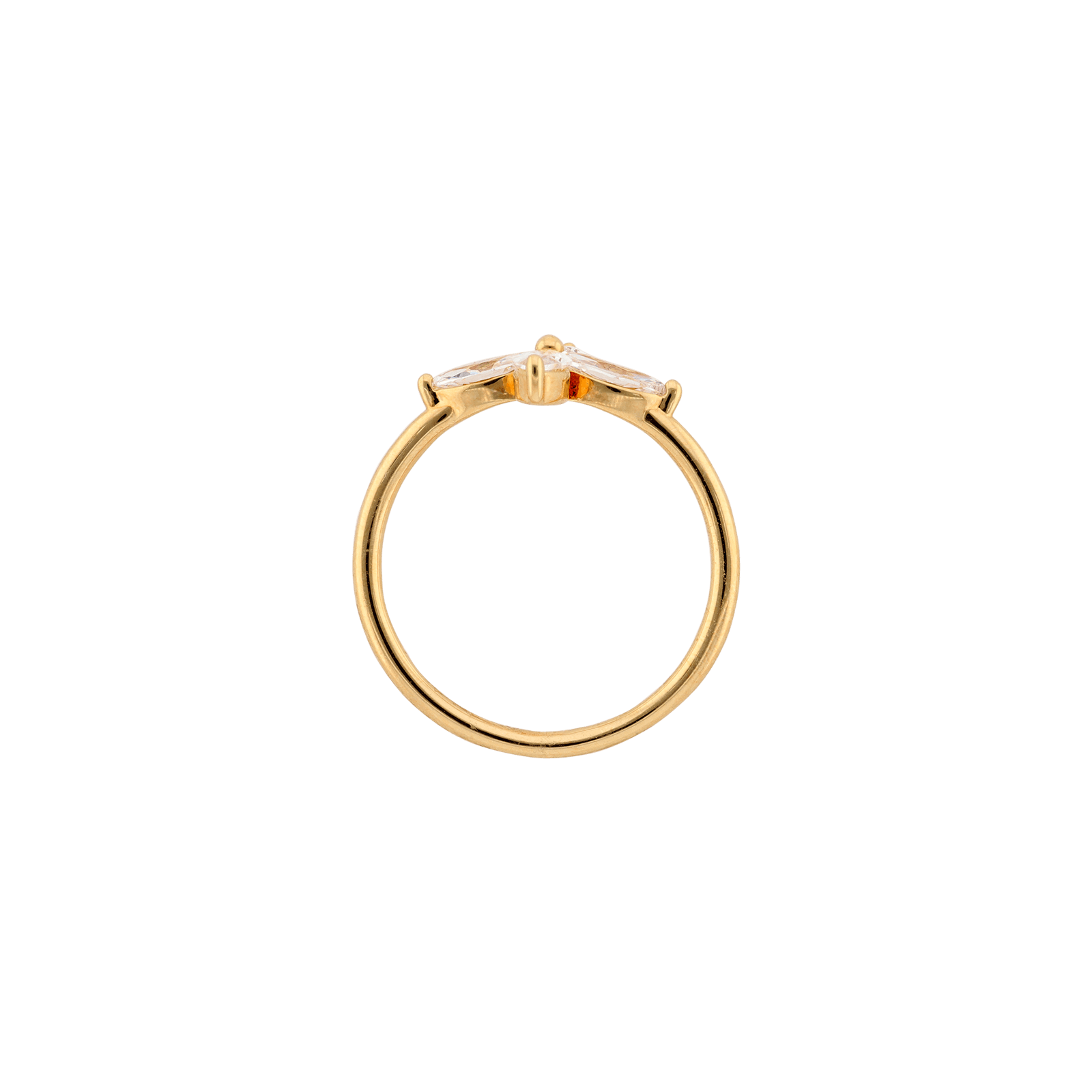 Bague Plaqué or fleur Oxydes blancs Serti griffes