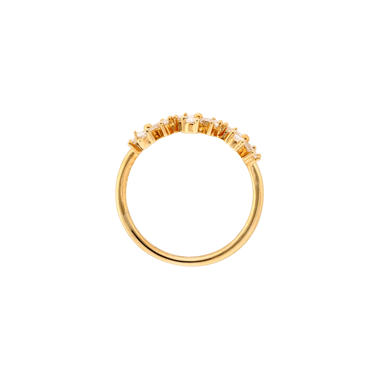 Bague Plaqué or trio fleurs oxydes blancs