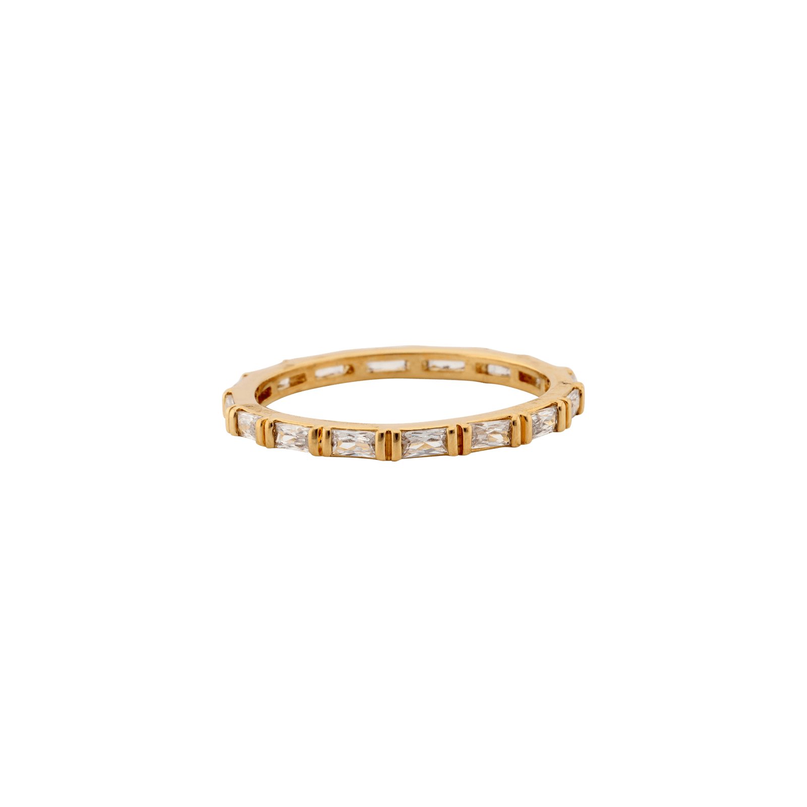 Bague Plaqué or alliance motif rectangle Oxydes