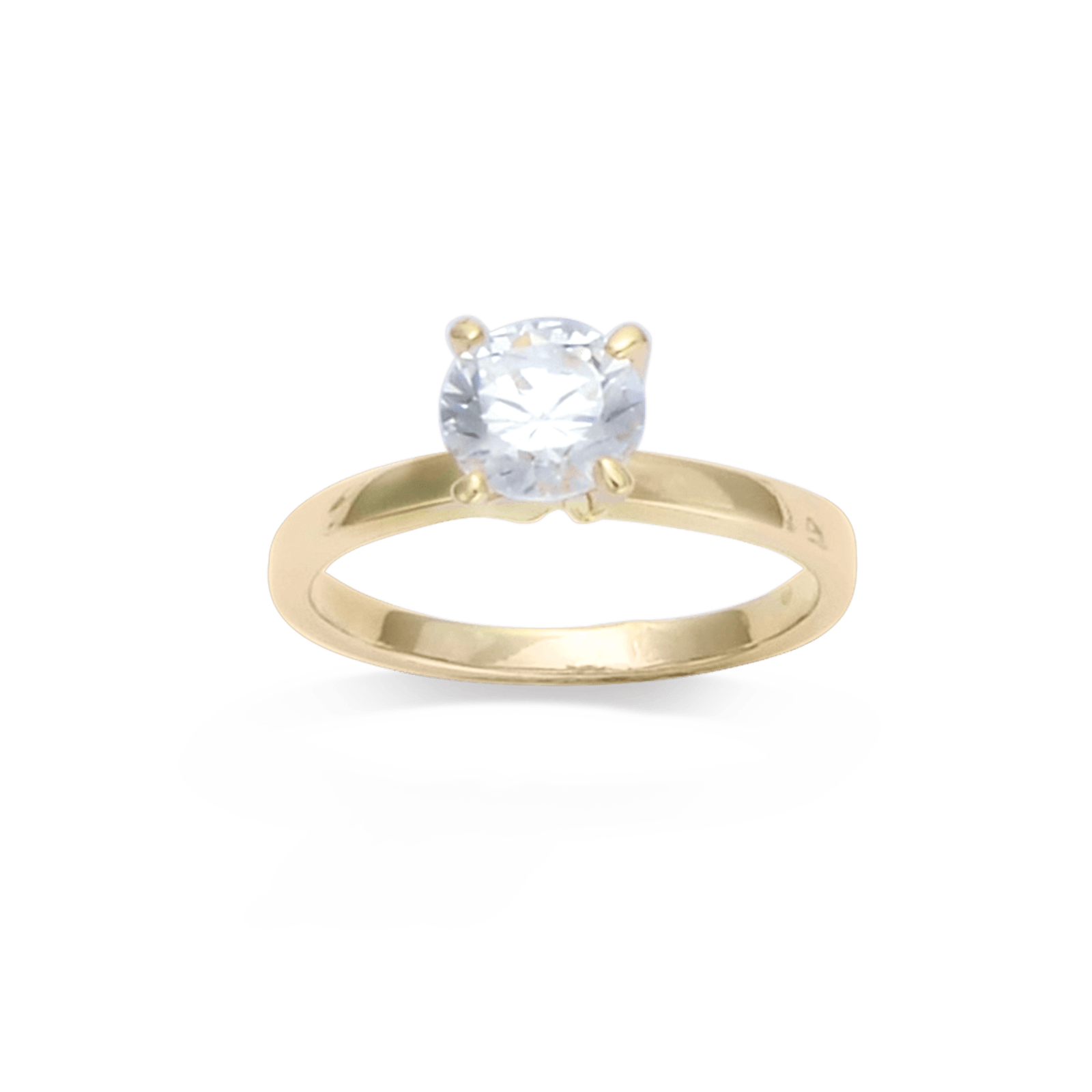 Bague Plaqué or solitaire sertie forme v avec 4 griffes oxydes blancs 7 millimètres