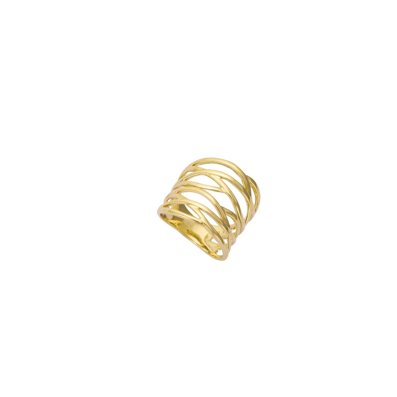 Bague Plaqué or large motif croisé multi rangée