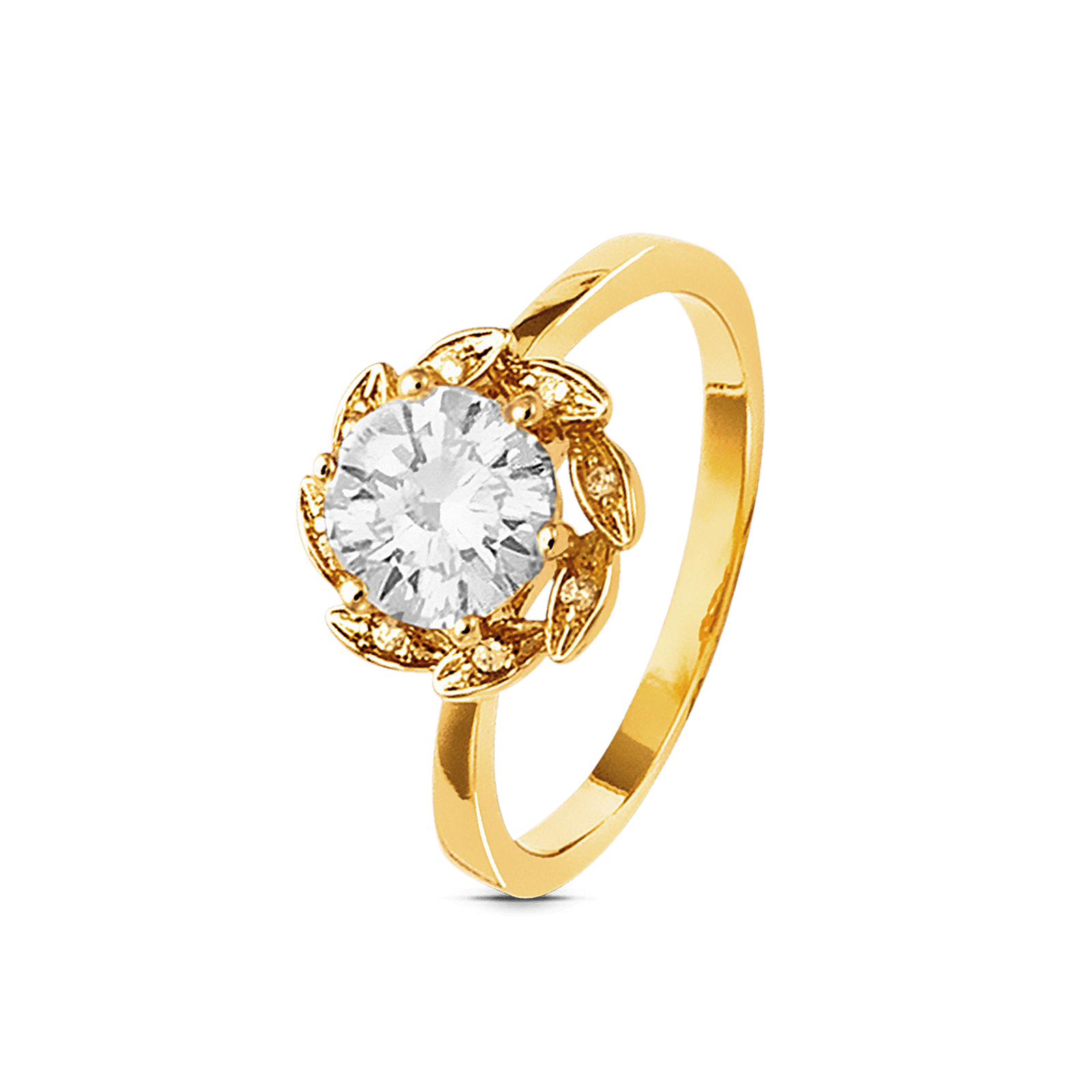 Bague Plaqué or halo scintillant entourage dentelle Zirconia Cubique