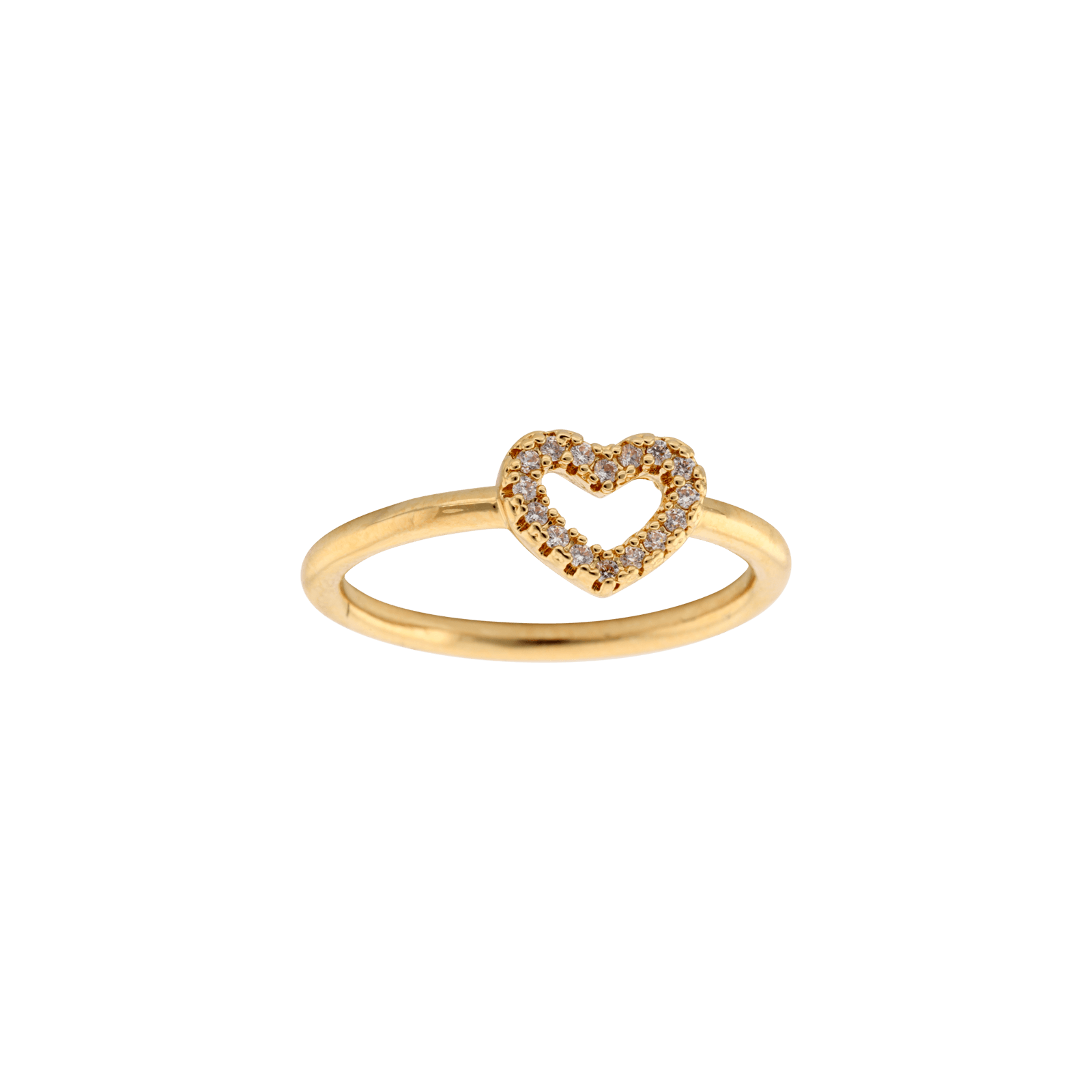 Bague Plaqué or coeur ajouré Oxyde de Zirconium