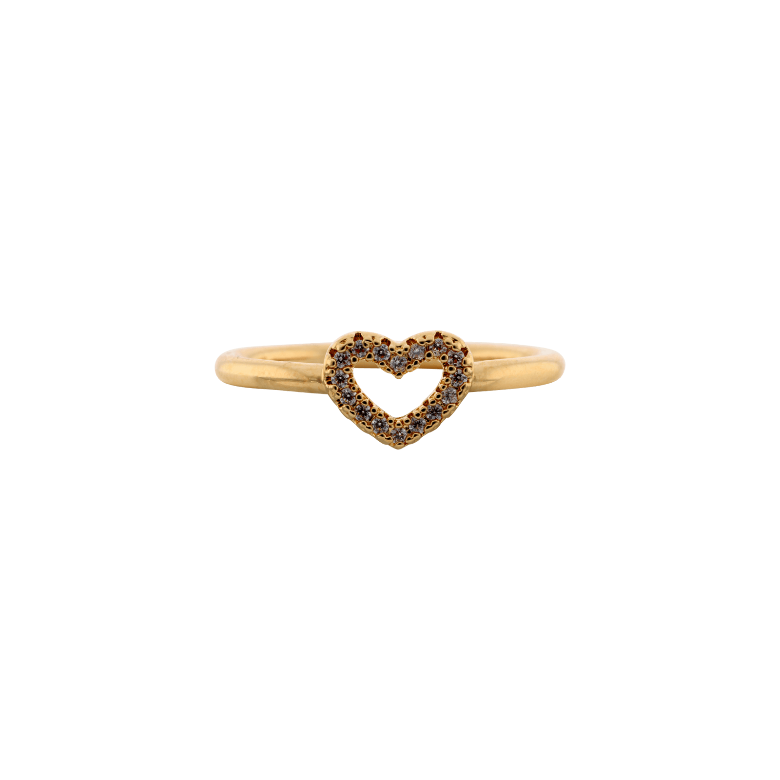 Bague Plaqué or coeur ajouré Oxyde de Zirconium