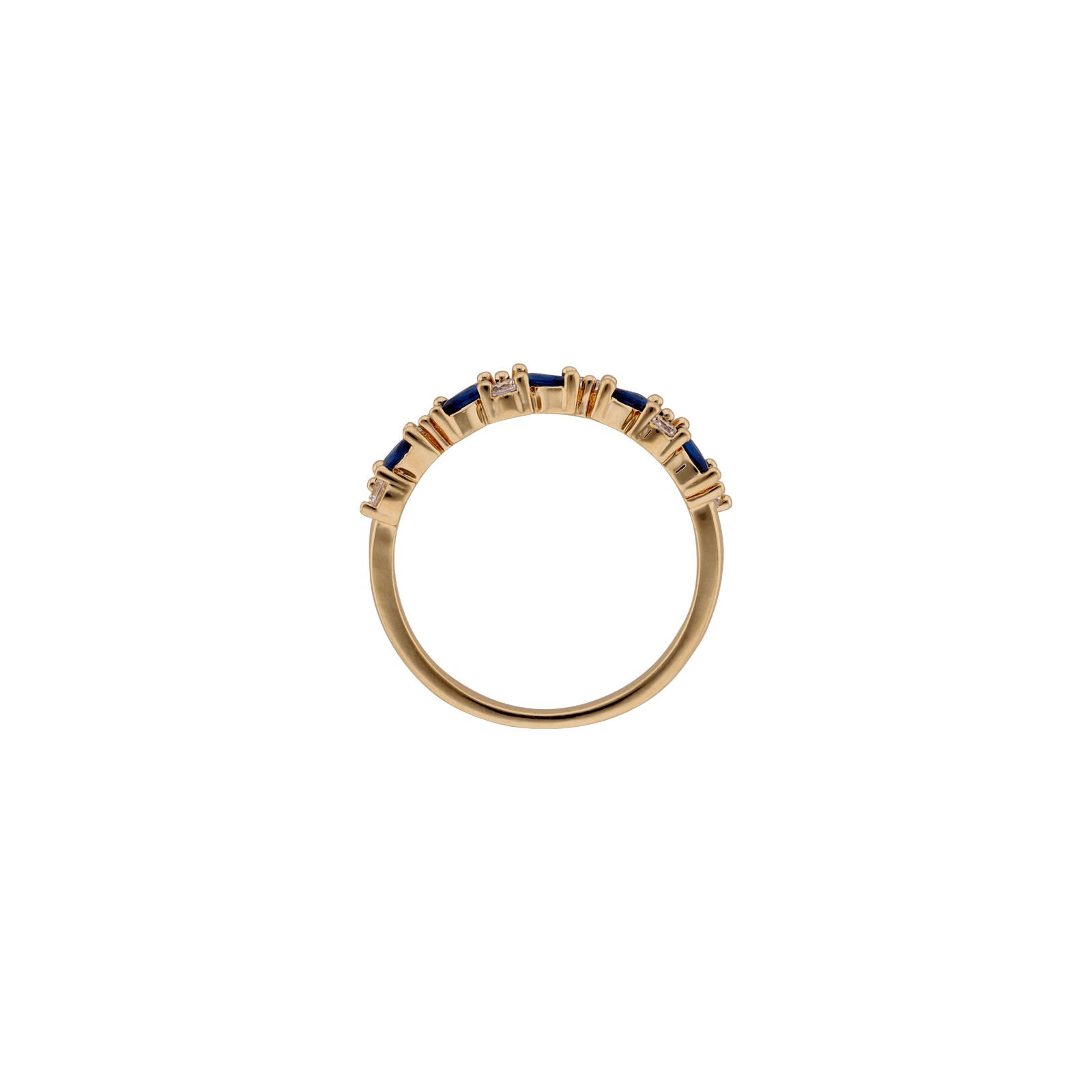 Bague Plaqué or marquises bleu saphir plus oxydes blancs