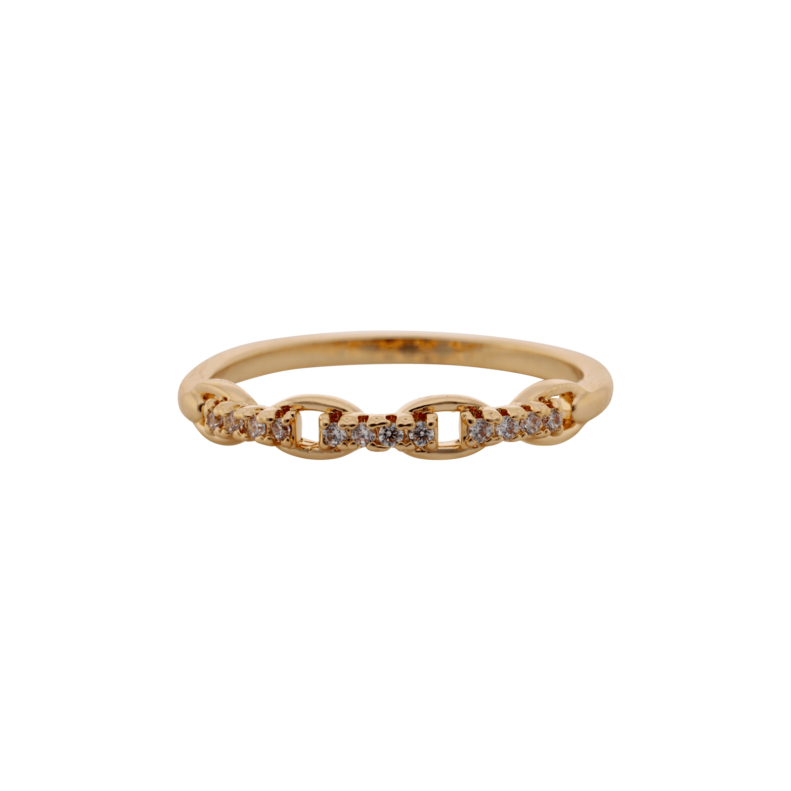 Bague Plaqué or maille plus Oxydes blancs
