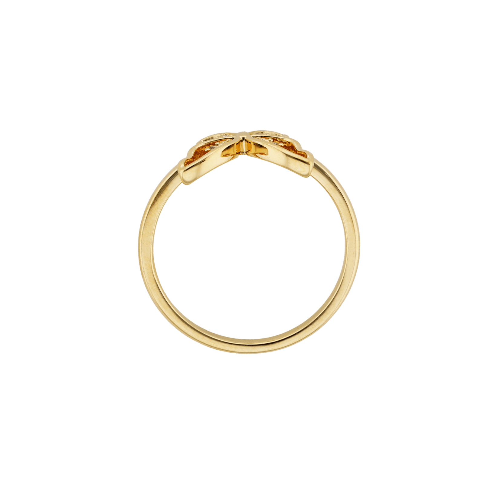 Bague Plaqué or Papillon Lisse évidé plus Oxydes blancs