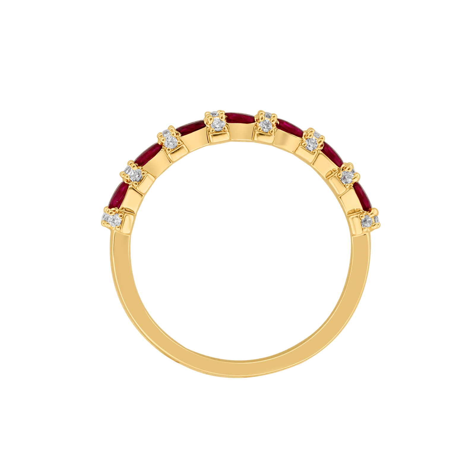 Alliance pierres fuchsia synthétiques et oxydes blancs — Plaqué or, taille 50