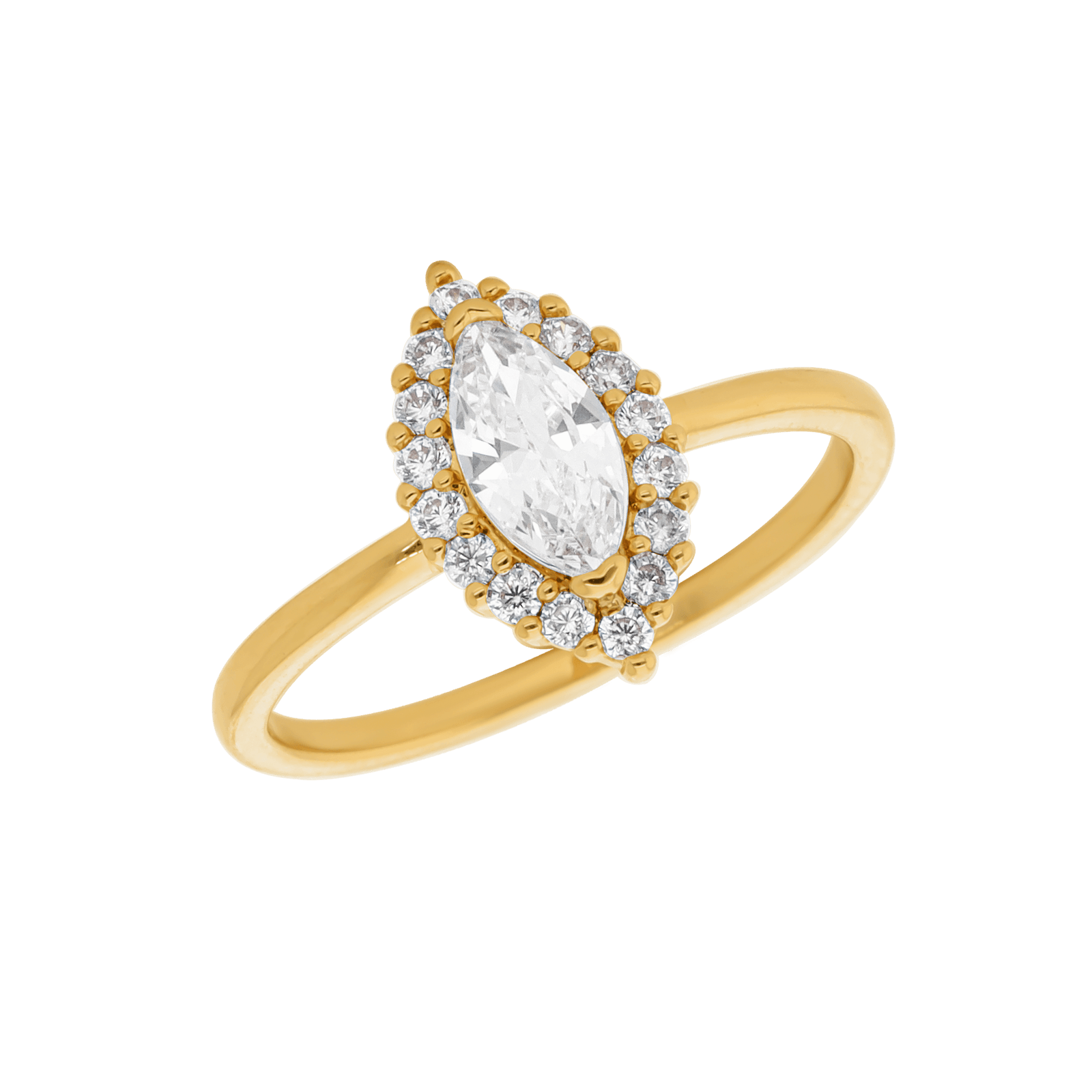 Bague Plaqué or forme amande Oxydes blancs