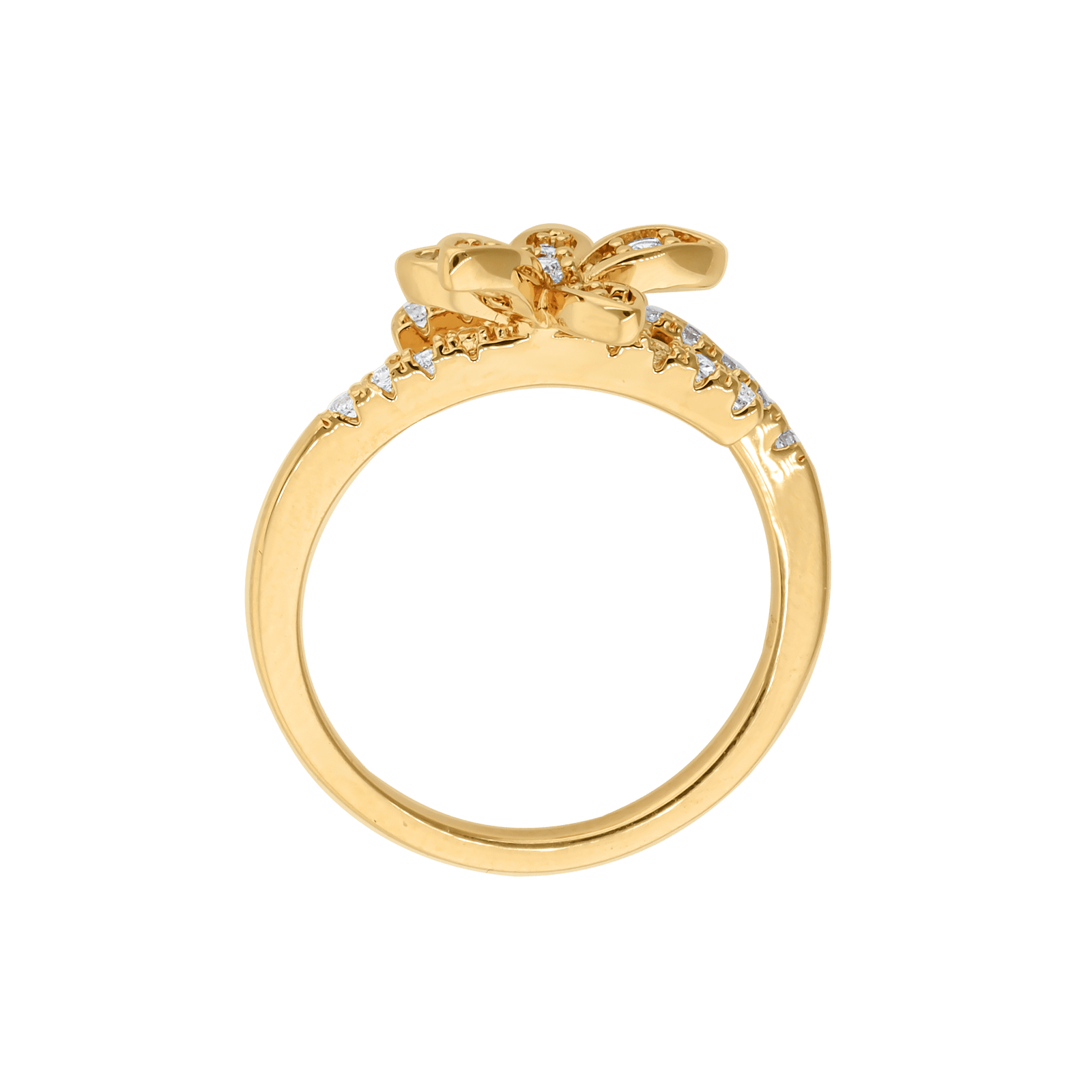 Bague plaqué or fleur oxydes blancs