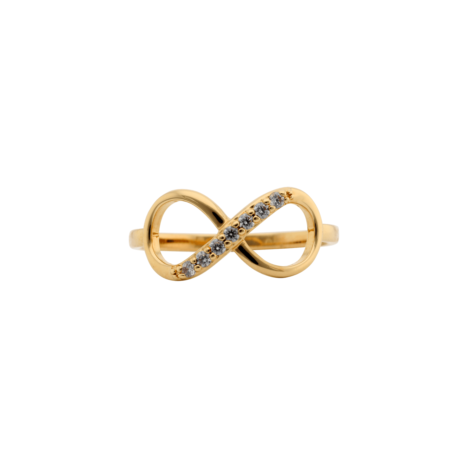 Bague Plaqué or symbole infini oxydes blancs