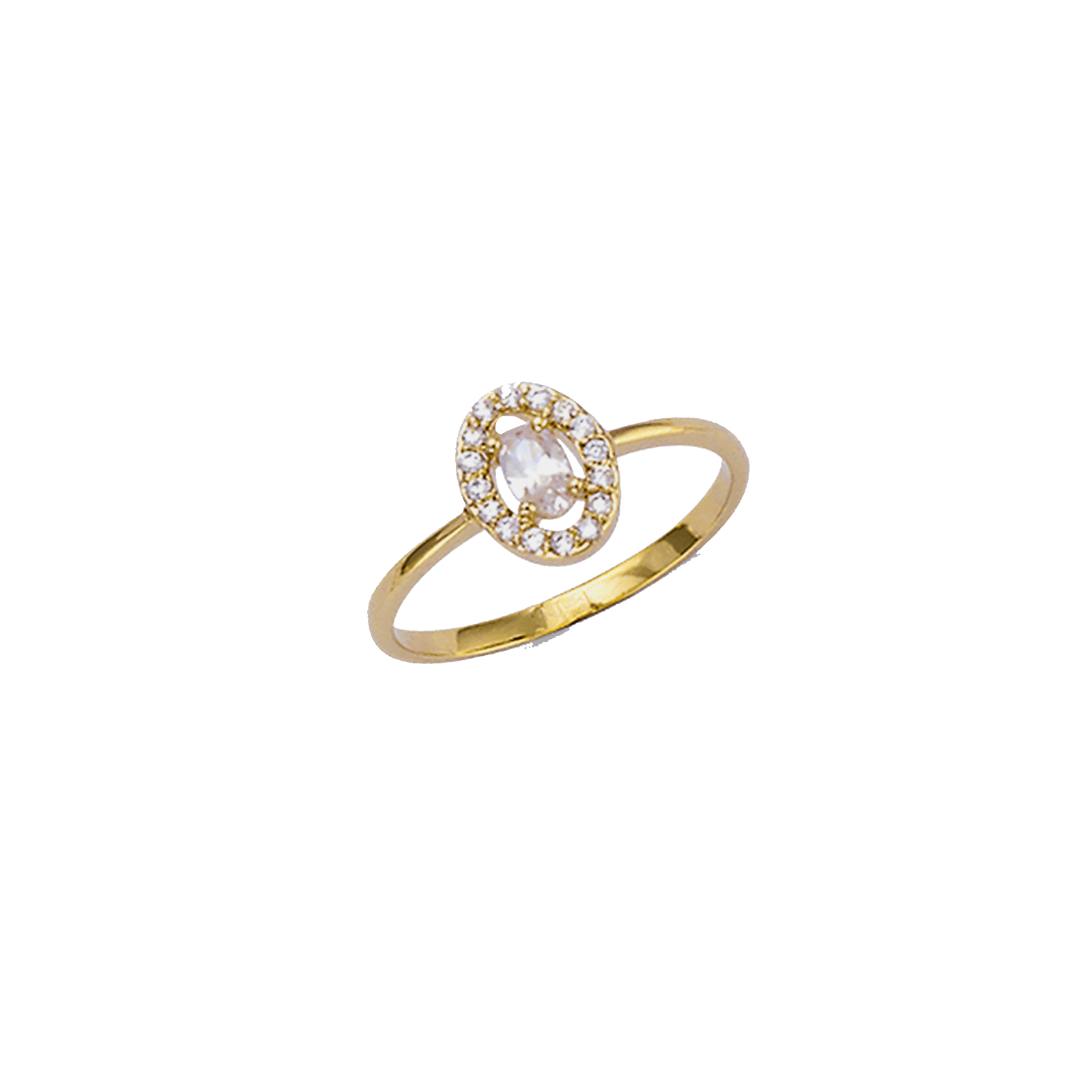 Bague Plaqué or forme ovale Oxydes blancs
