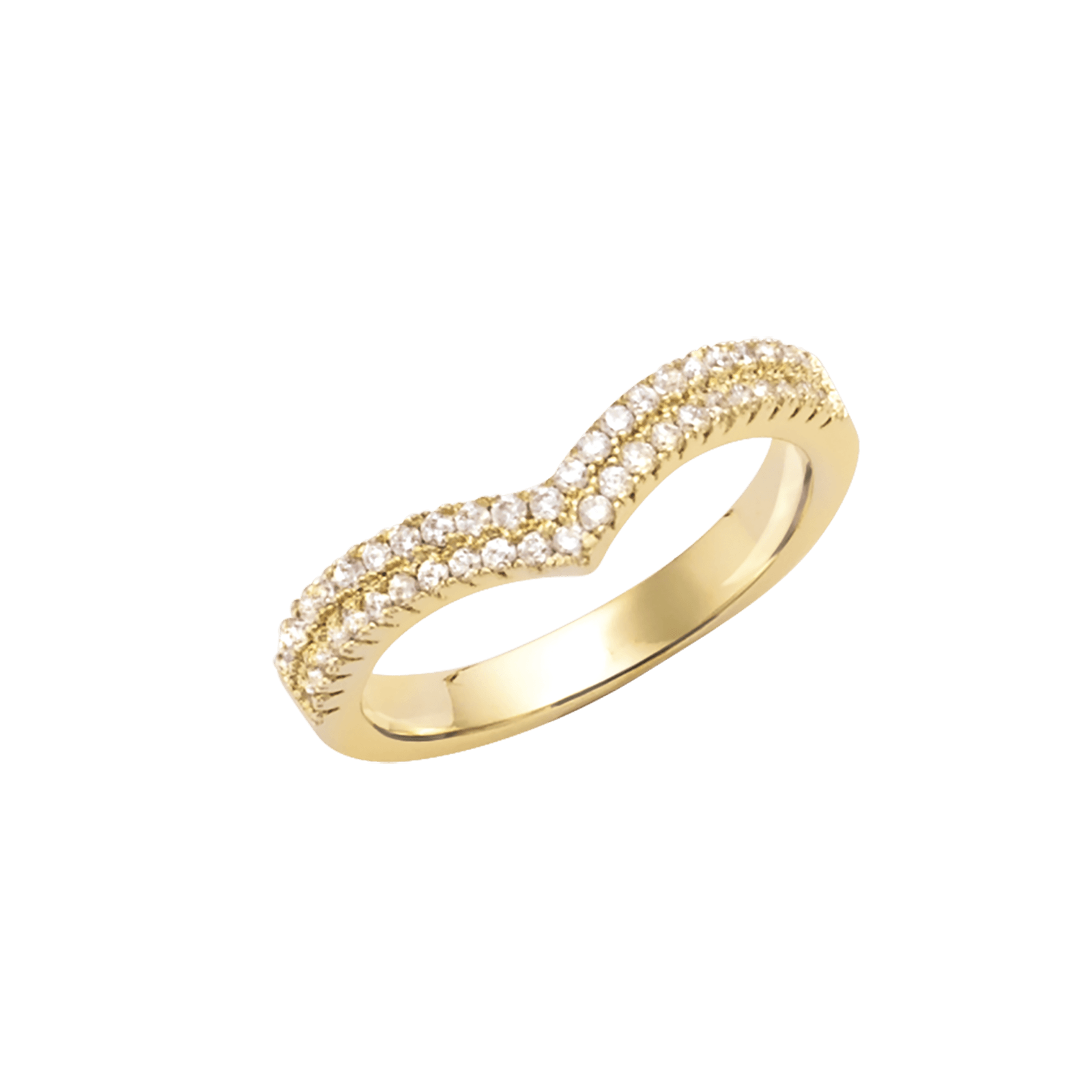 Bague Plaqué or forme V pavée Oxydes blancs