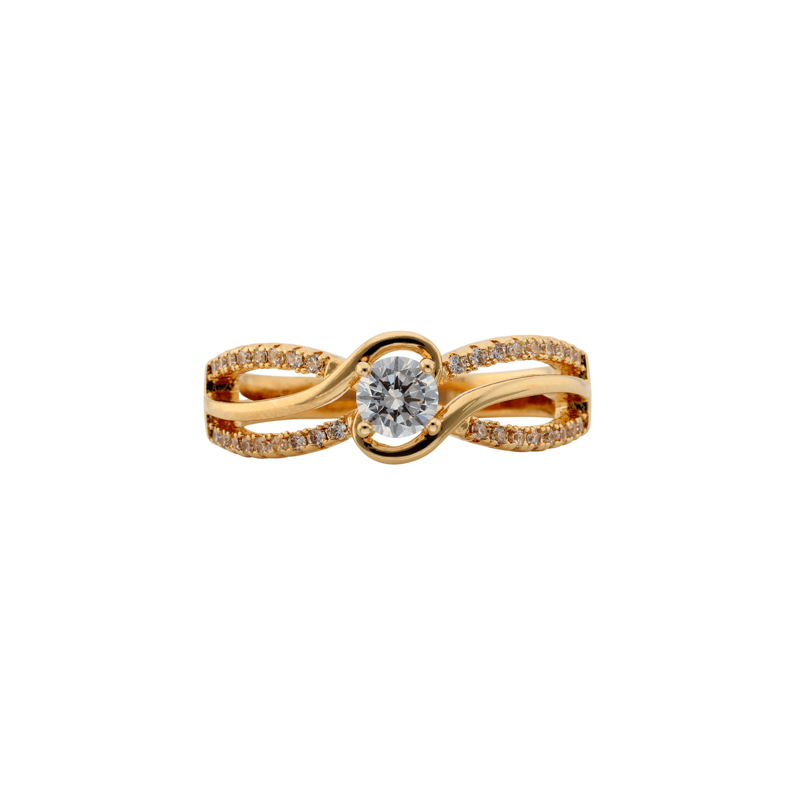 Bague Plaqué or solitaire Torsade Oxydes blancs