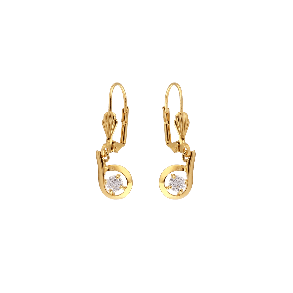 Boucles D'oreilles Plaqué Or Pendant 30mm Zirconium 4mm