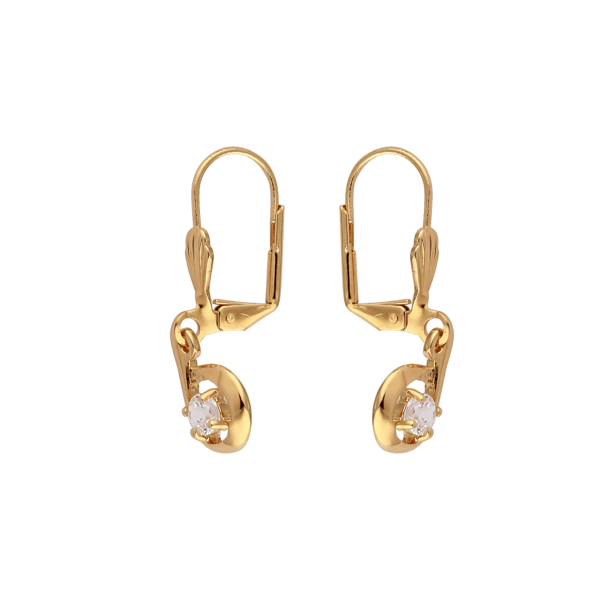 Boucles D'oreilles Plaqué Or Pendant 30mm Zirconium 4mm