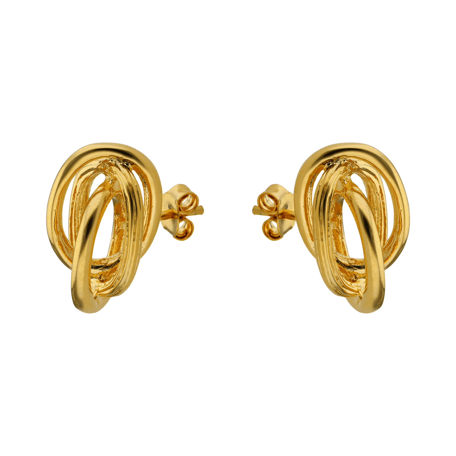 Boucles d'Oreilles Plaqué or Nœud antillais Lisse et strié Grand modèle