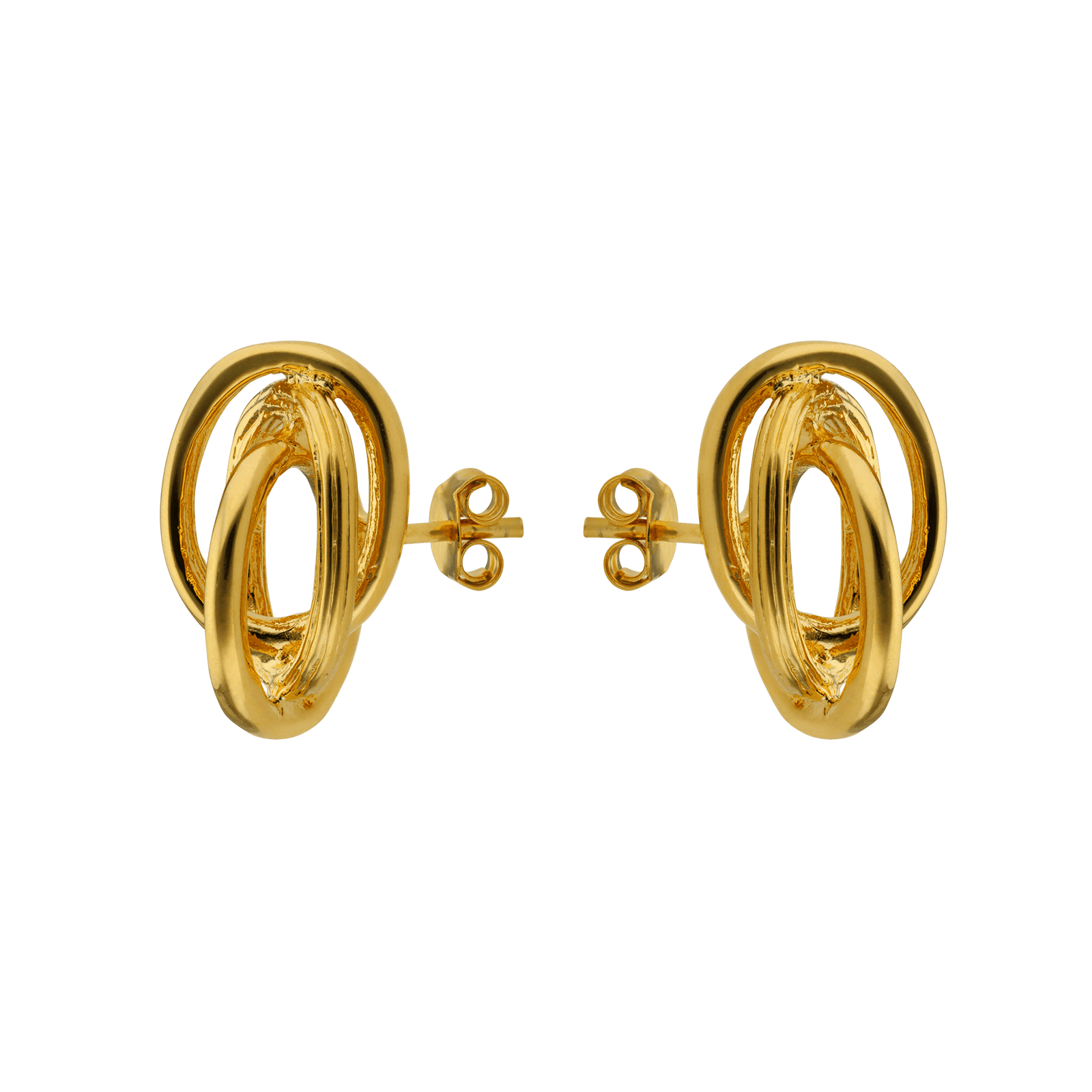Boucles d'Oreilles Plaqué or Nœud antillais Lisse et strié Grand modèle