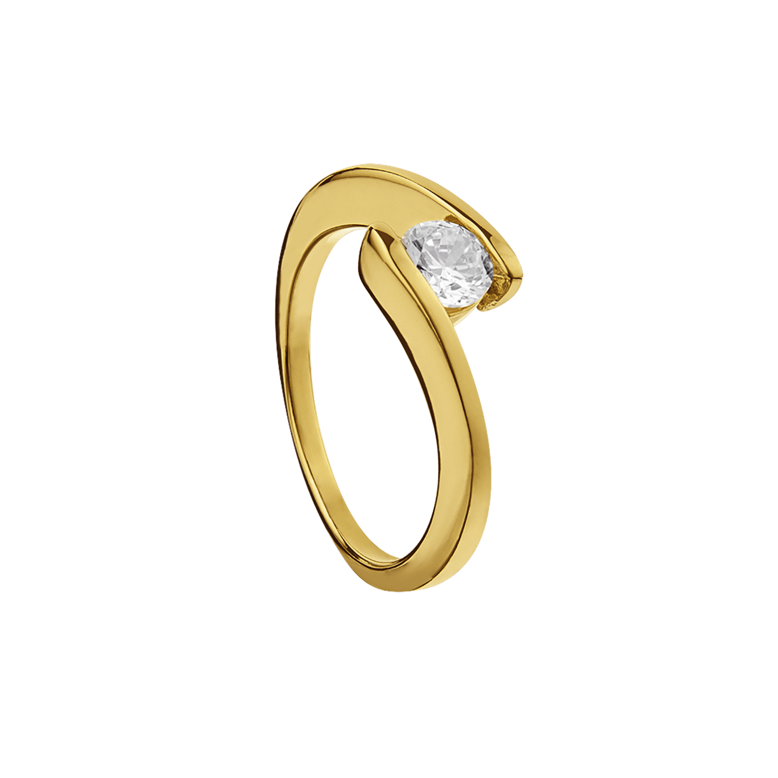 Bague Plaqué or solitaire Oxyde de Zirconium