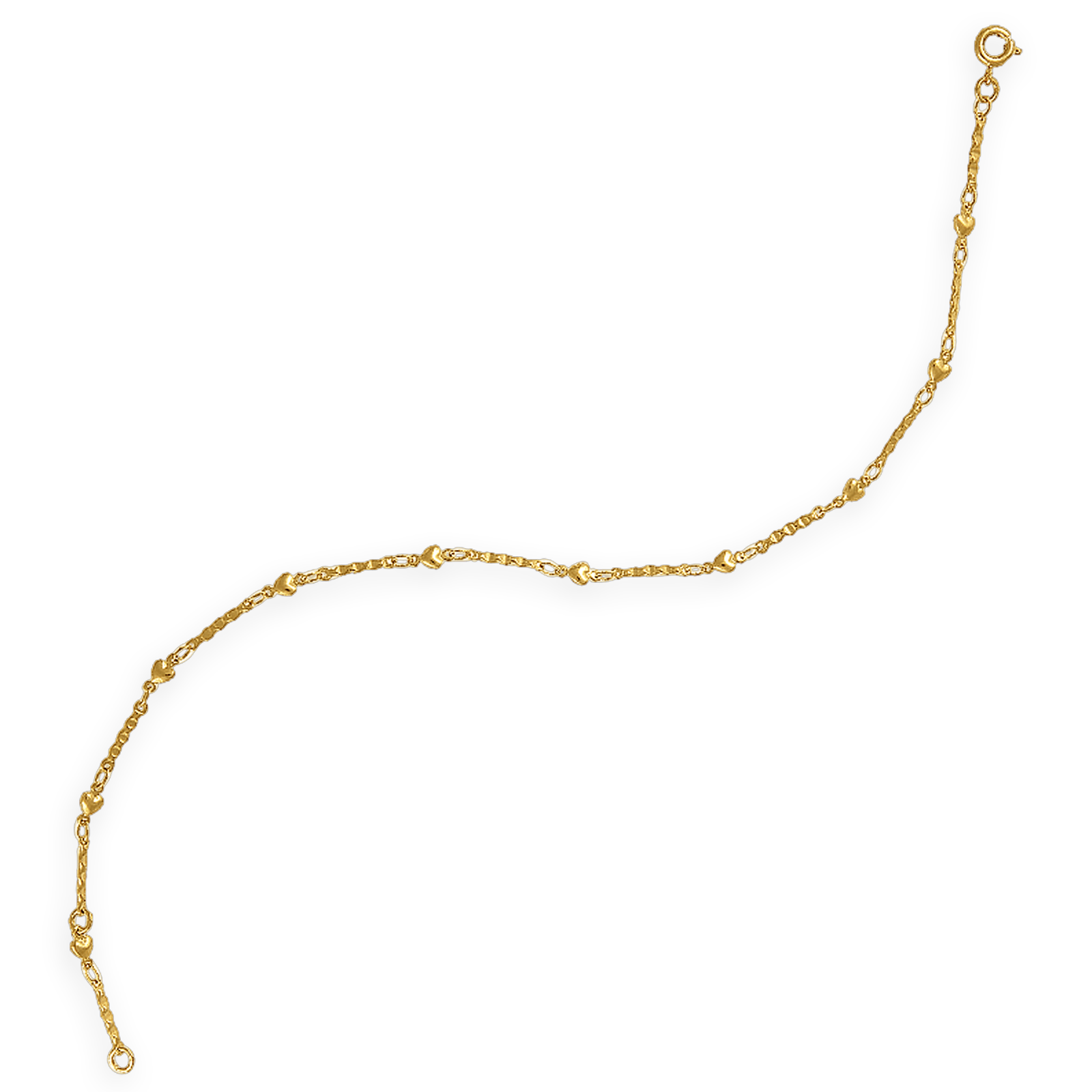 Chaîne Cheville Plaqué Or Cœurs