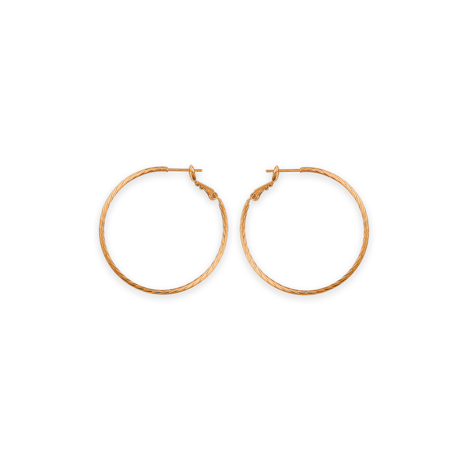 créoles plaqué or strié diamanté 40mm