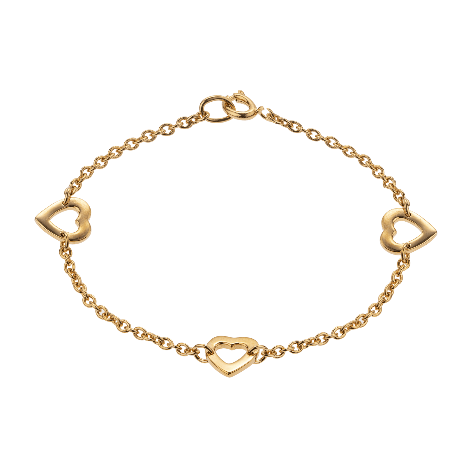 Bracelets Plaqué or 3 coeurs 18cm