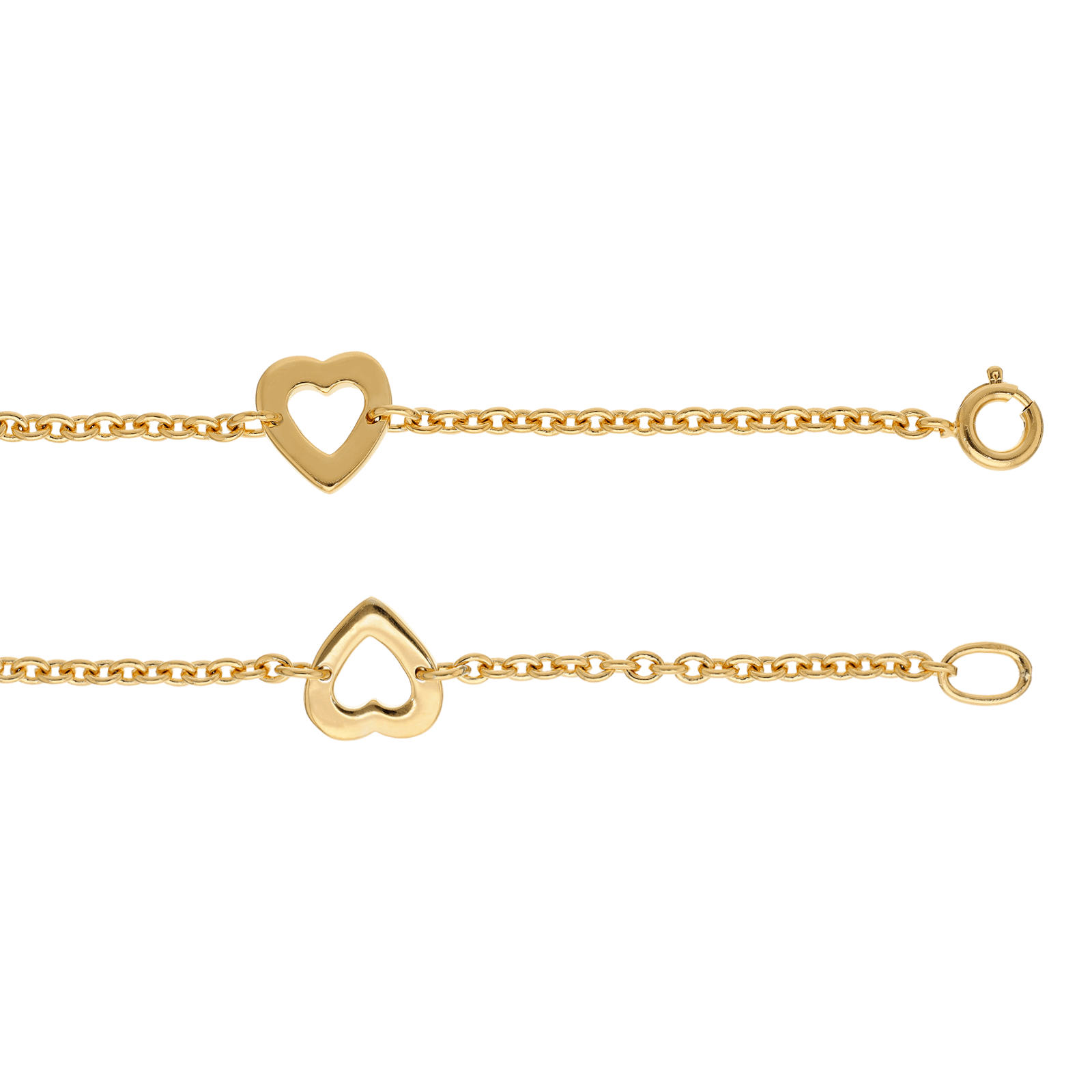 Bracelets Plaqué or 3 coeurs 18cm