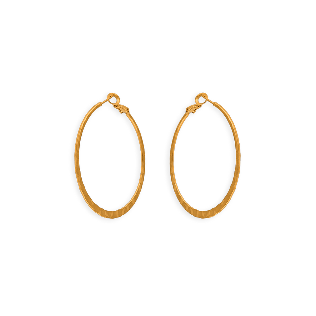 Créoles Plaqué Or Martelées 45mm Tube 3mm