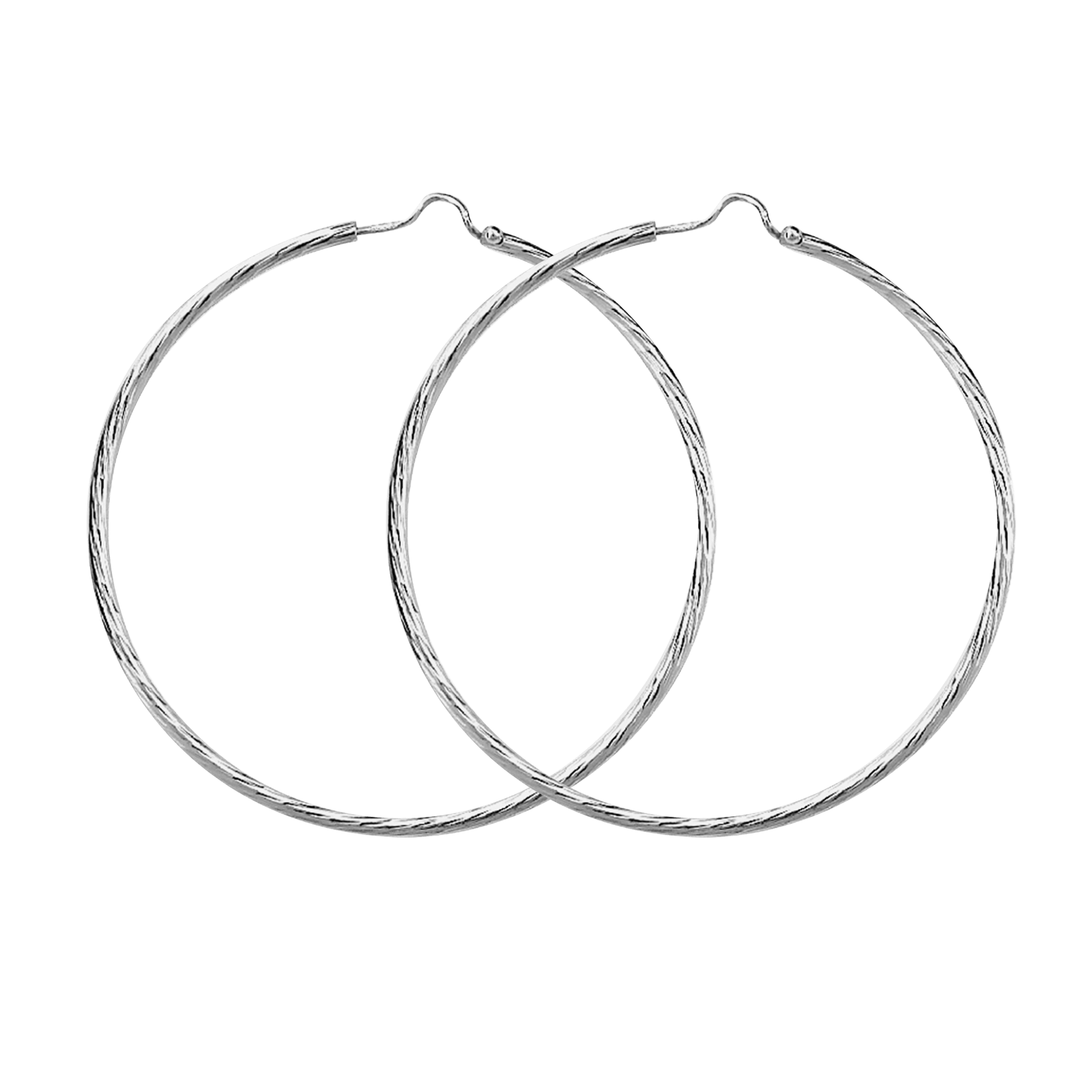 créoles argent 925/1000e diamantées 60mm