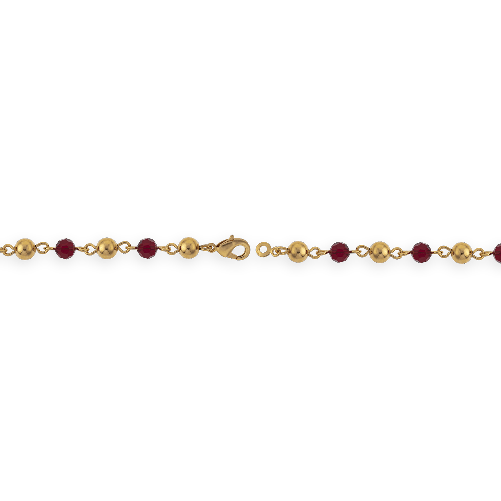 Bracelet Plaqué Or Grain D'or Cristal Grenat