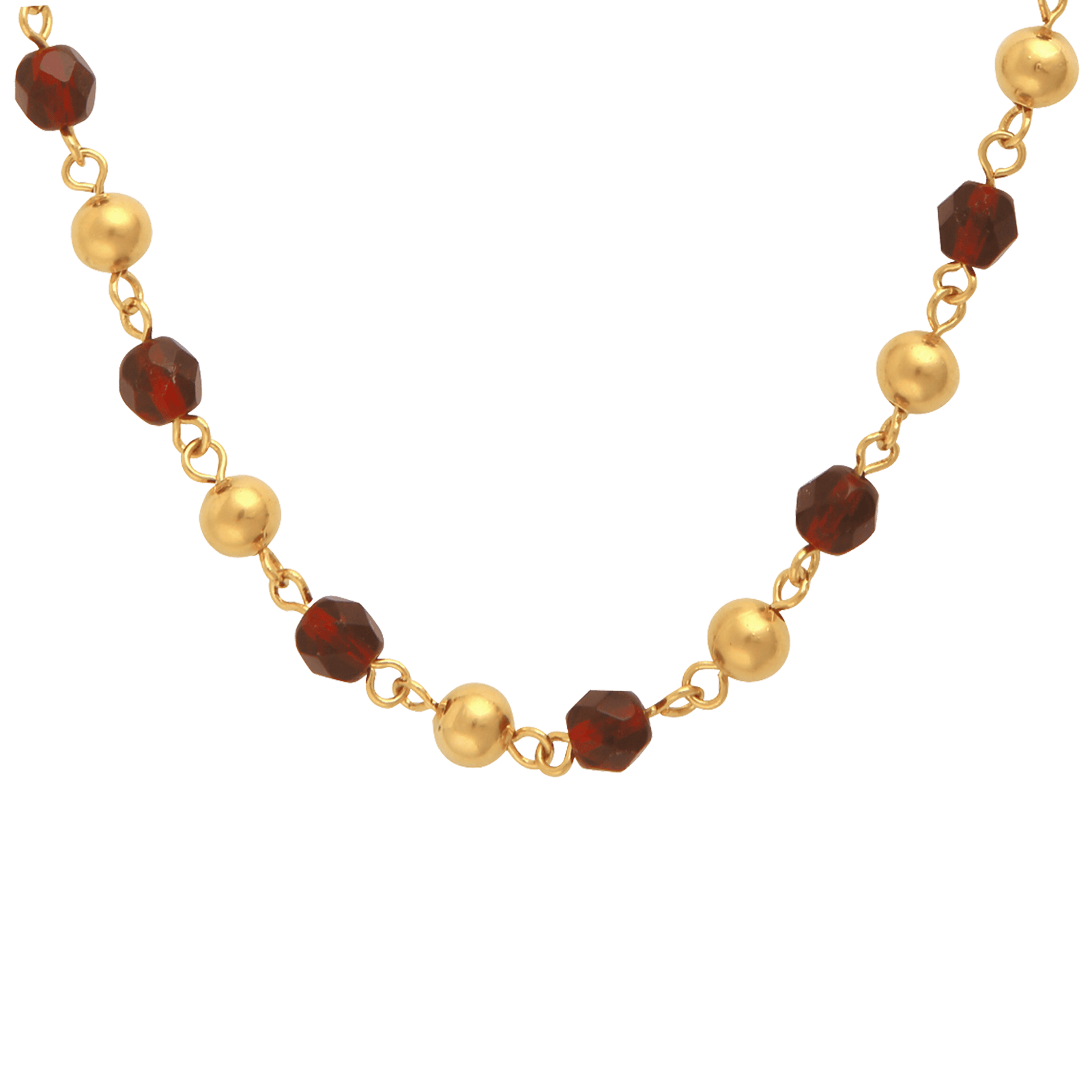 Collier grenat grain or 45cm plaqué or