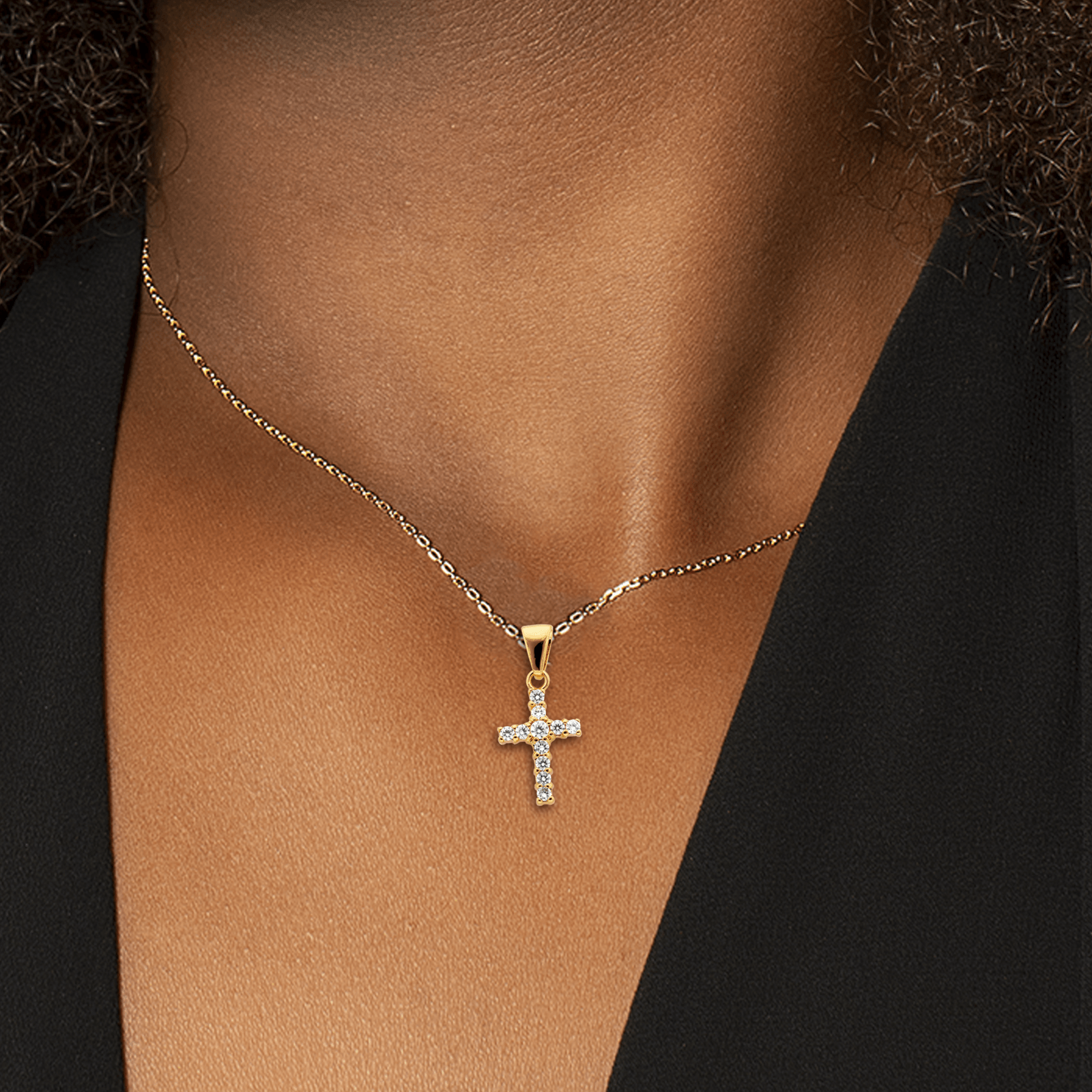 Pendentif Plaqué or croix Zirconia Cubique