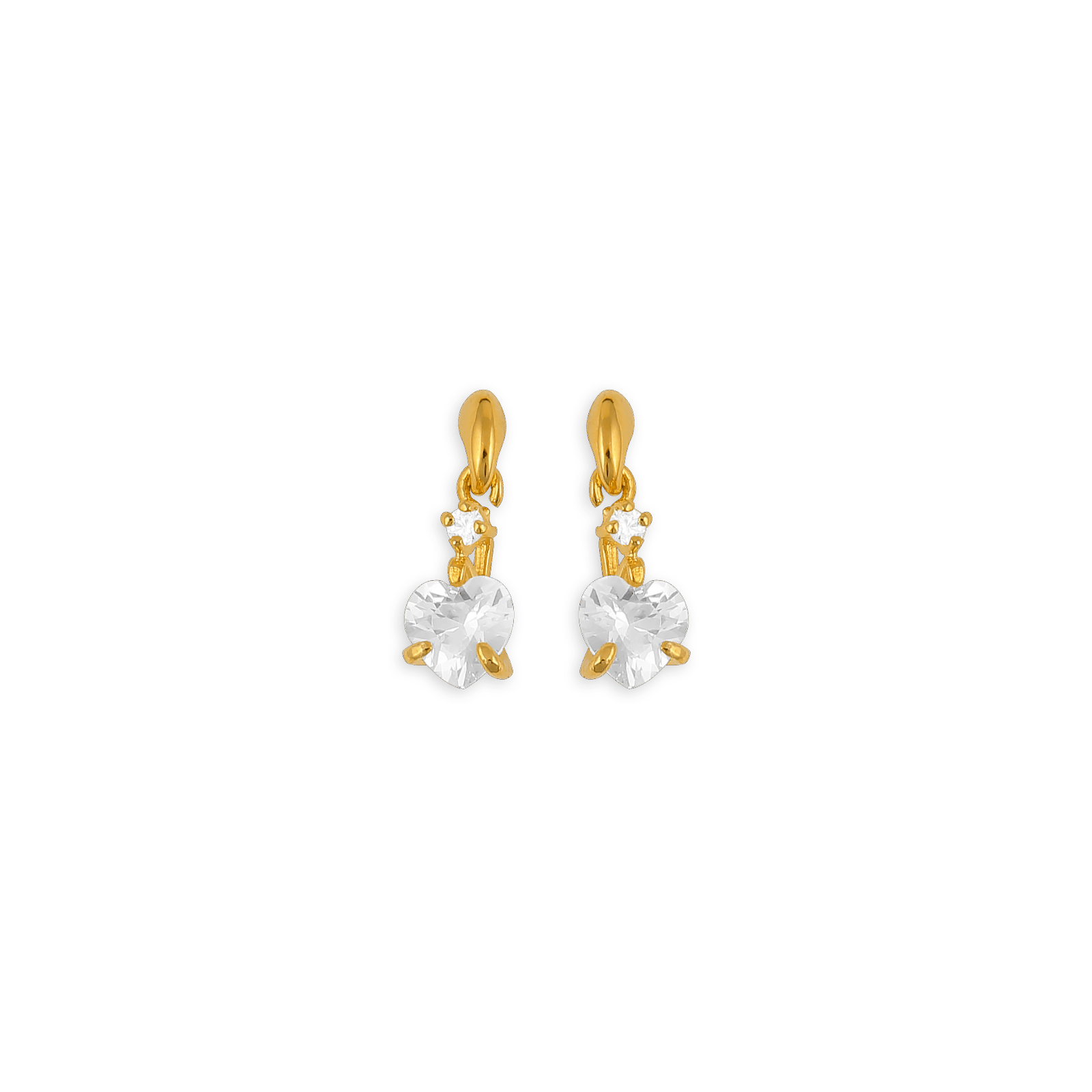 Boucles D'oreilles Plaqué Or Pendant 17mm Au Total Zirconium Cœur 7*7mm