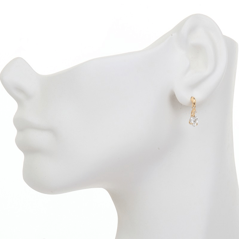 Boucles D'oreilles Plaqué Or Pendant 17mm Zirconium Cœur 7*7mm
