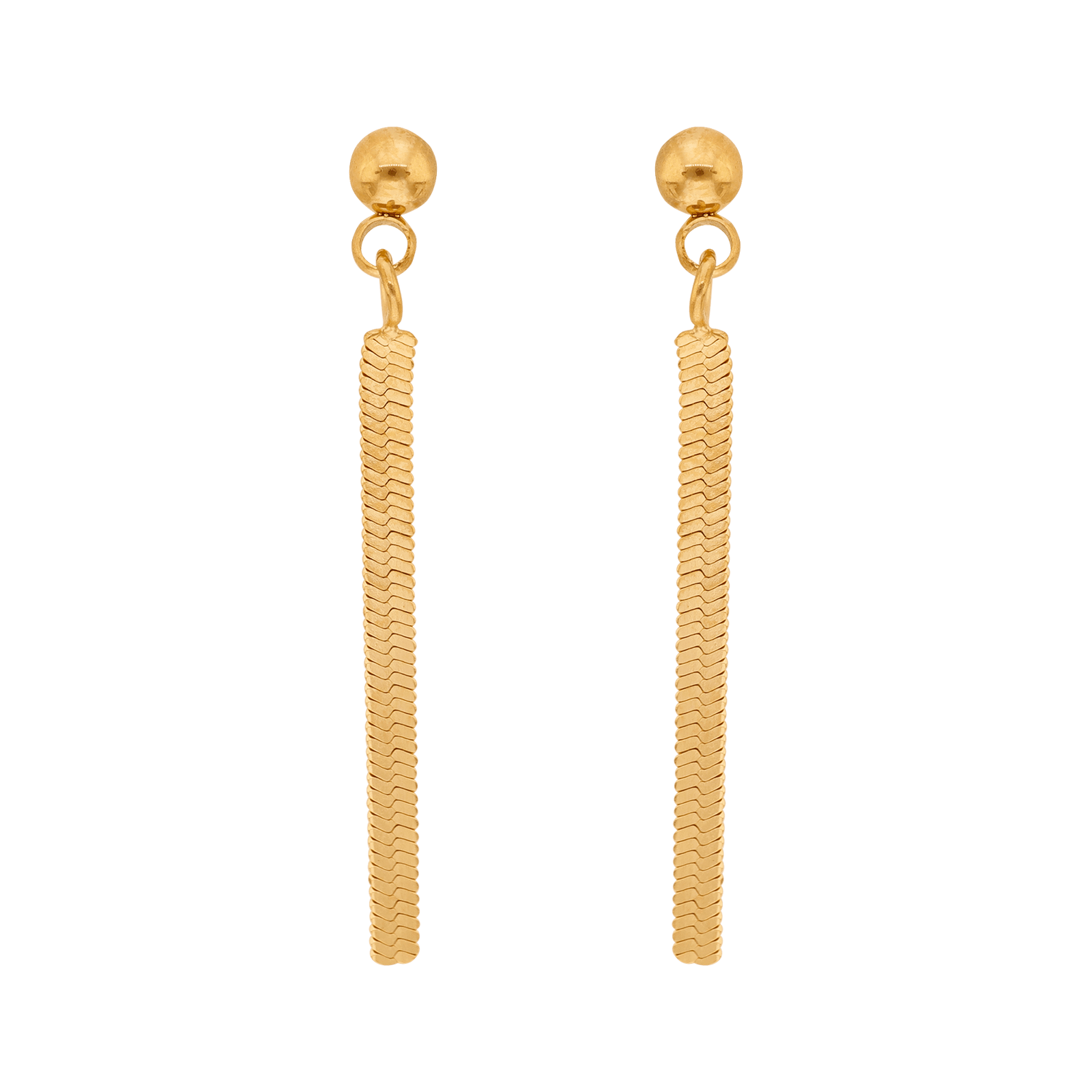 Boucles d'Oreilles Callas Acier doré Oxyde de Zirconium Pendentif maille serpent