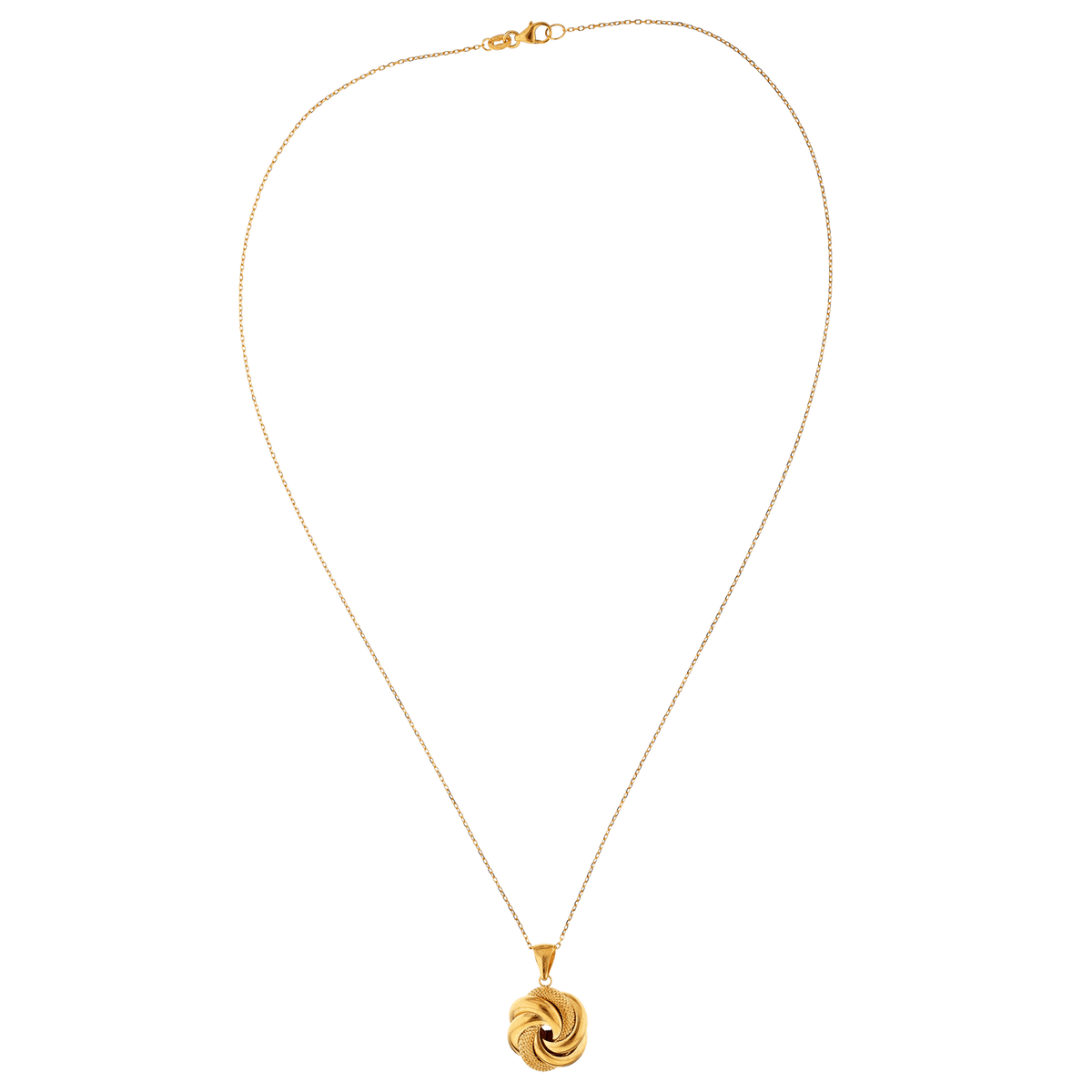 Collier Pendentif Nœud Lisse et Godronné 16mm 45cm
