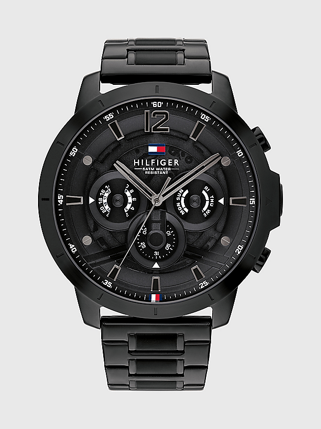 montre tommy hilfiger mouvement Quartz bracelet acier noir