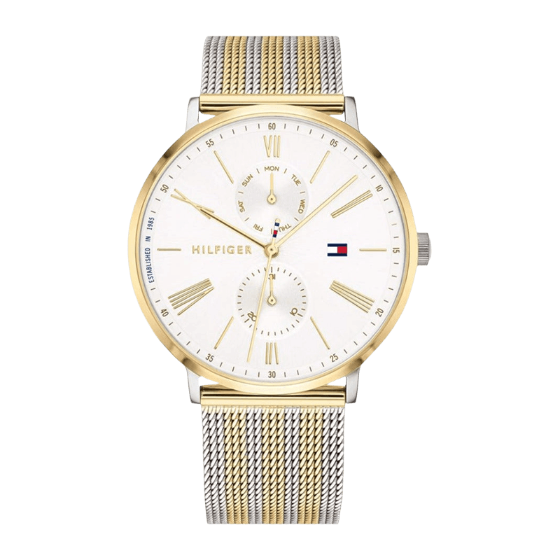 Montre Femme Tommy Hilfiger Jenna – Bracelet Maille Milanaise Bicolore Cadran Blanc - 1782074