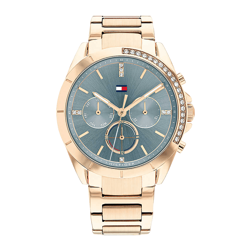 Montre Femme Tommy Hilfiger Kennedy Bracelet Acier Doré Rose  Cadran Bleu - 1782386