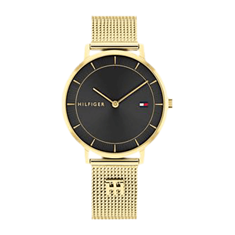 Montre Femme Tommy Hilfiger Tea Bracelet Acier Milanais Doré Cadran Noir – 1782739