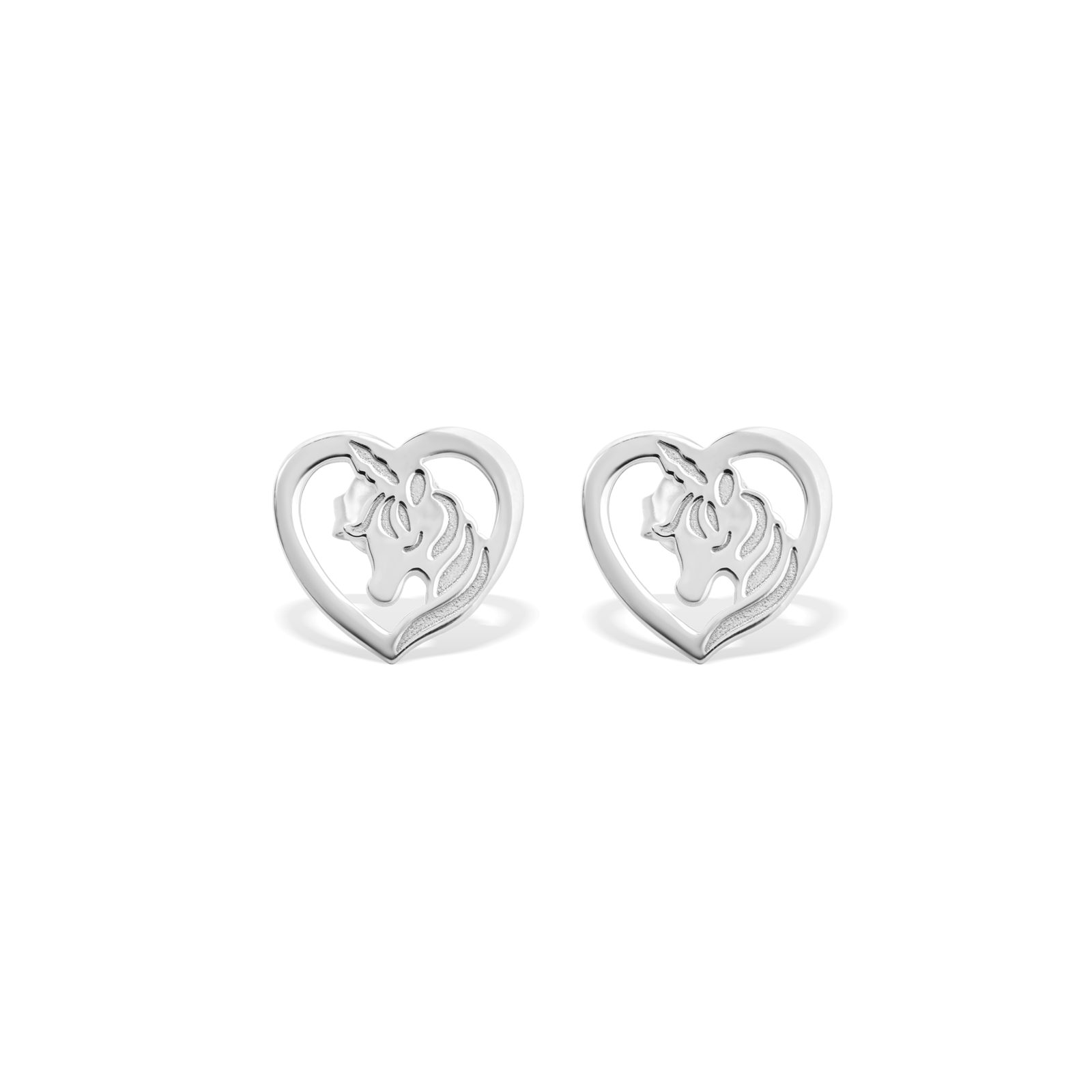 Boucles D'oreilles Argent925 Cœur Licorne 10.1*9.7mm