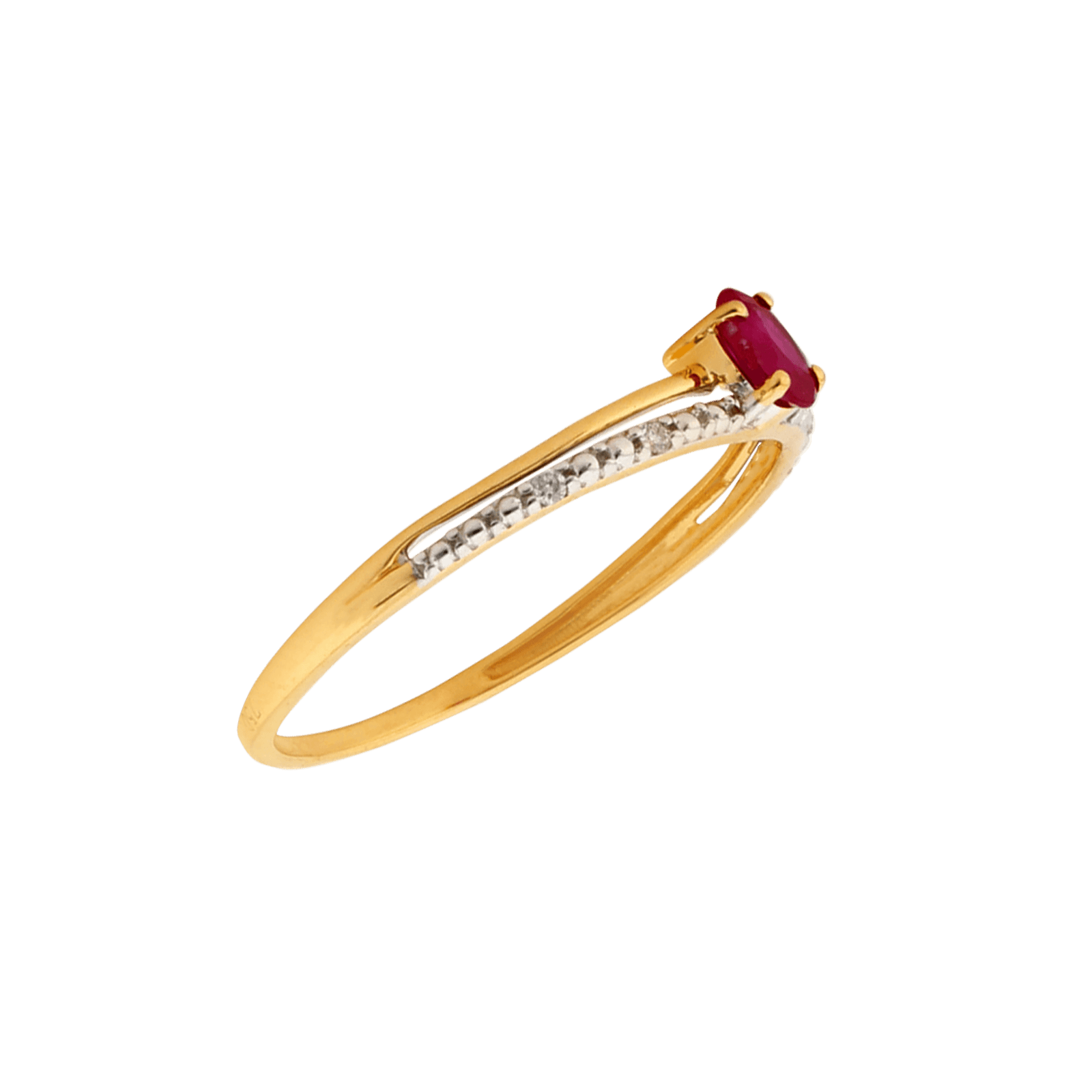 bague or jaune plus rubis et diamants 0,02 carat